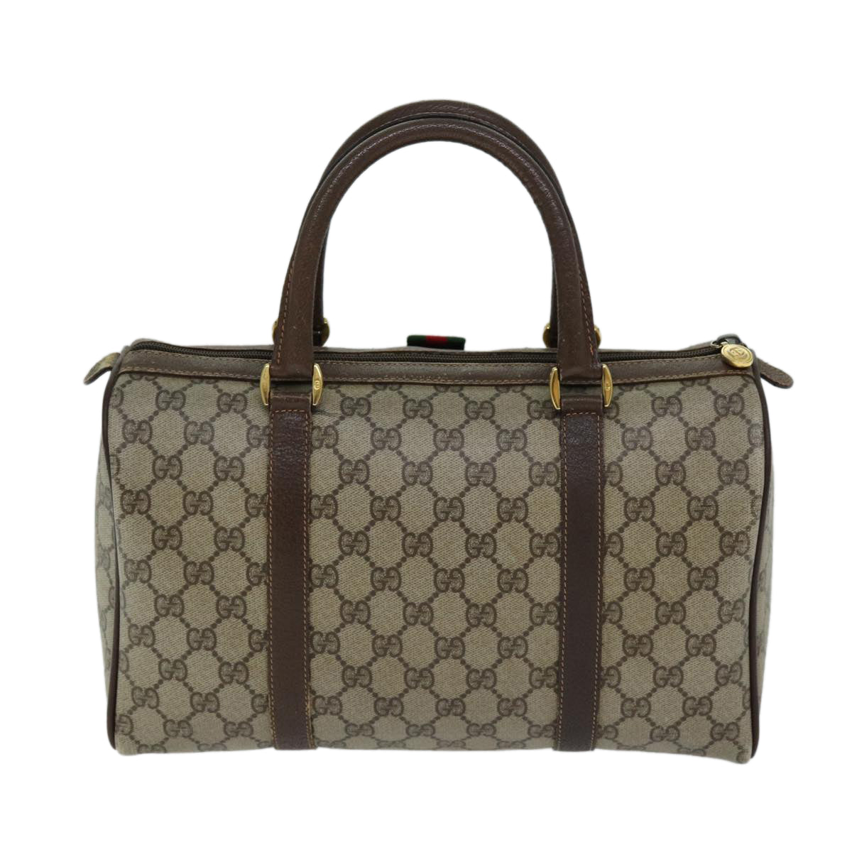GUCCI GG Supreme Web Sherry Line Boston Bag PVC Beige Red 40 02 007 ep4397