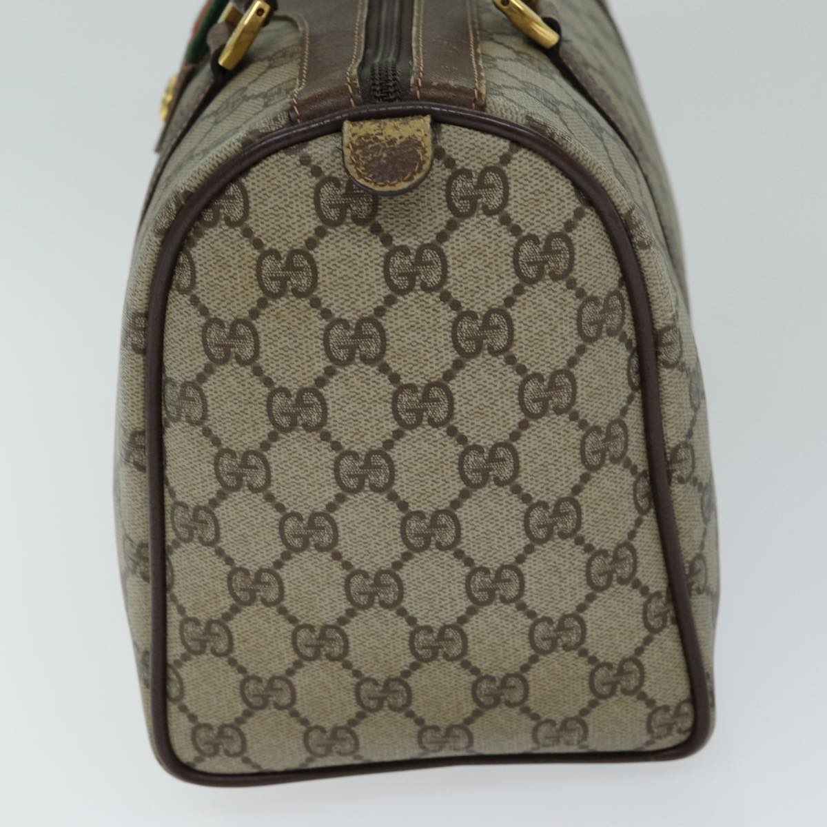 GUCCI GG Supreme Web Sherry Line Boston Bag PVC Beige Red 40 02 007 ep4397