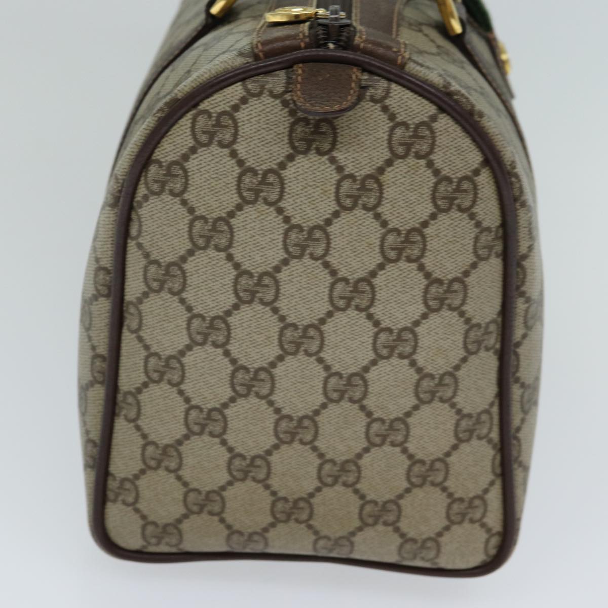 GUCCI GG Supreme Web Sherry Line Boston Bag PVC Beige Red 40 02 007 ep4397
