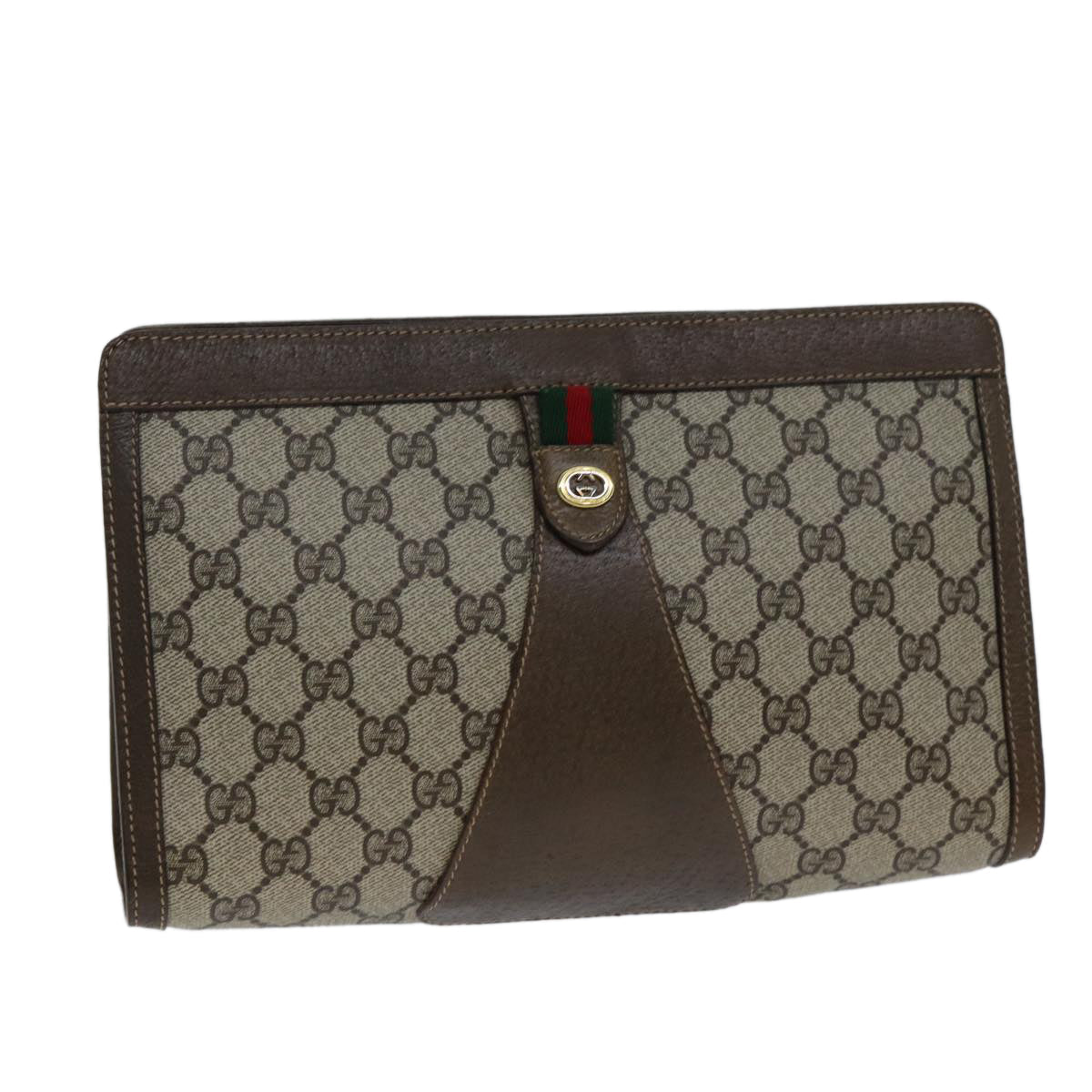 GUCCI GG Supreme Web Sherry Line Clutch Bag PVC Navy Red 89 01 033 ep4398