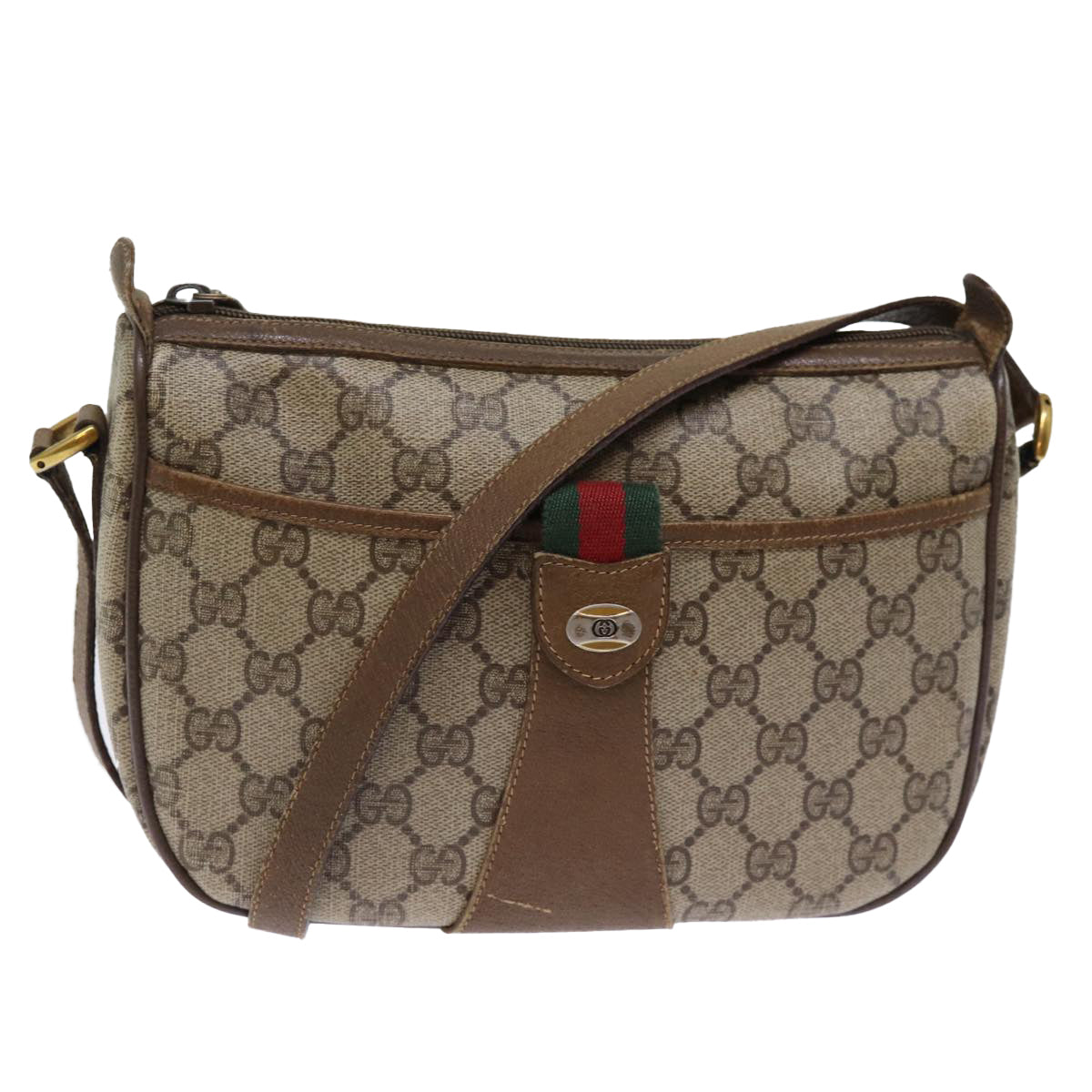 GUCCI GG Supreme Web Sherry Line Shoulder Bag Beige Red 56 02 032 ep4400