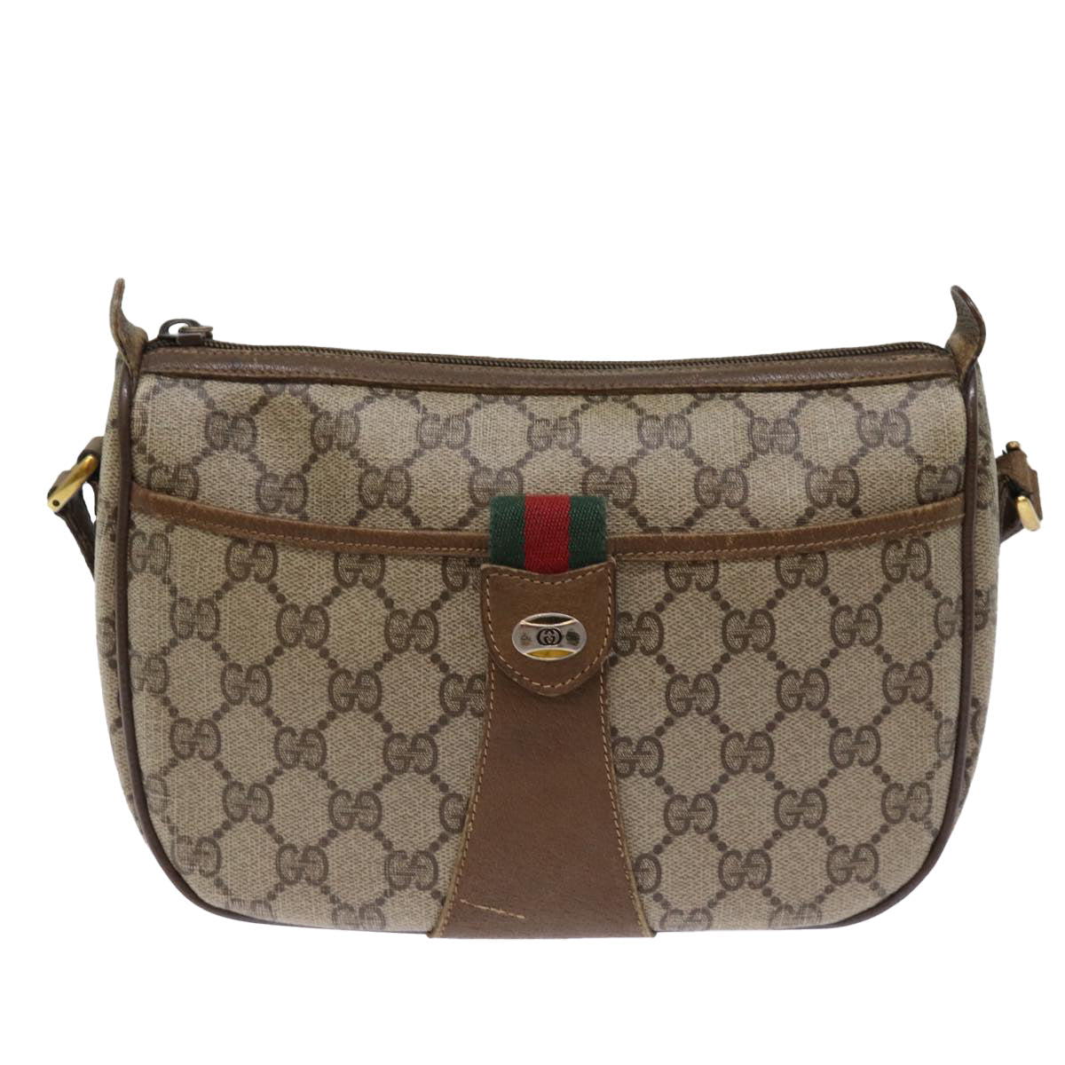GUCCI GG Supreme Web Sherry Line Shoulder Bag Beige Red 56 02 032 ep4400