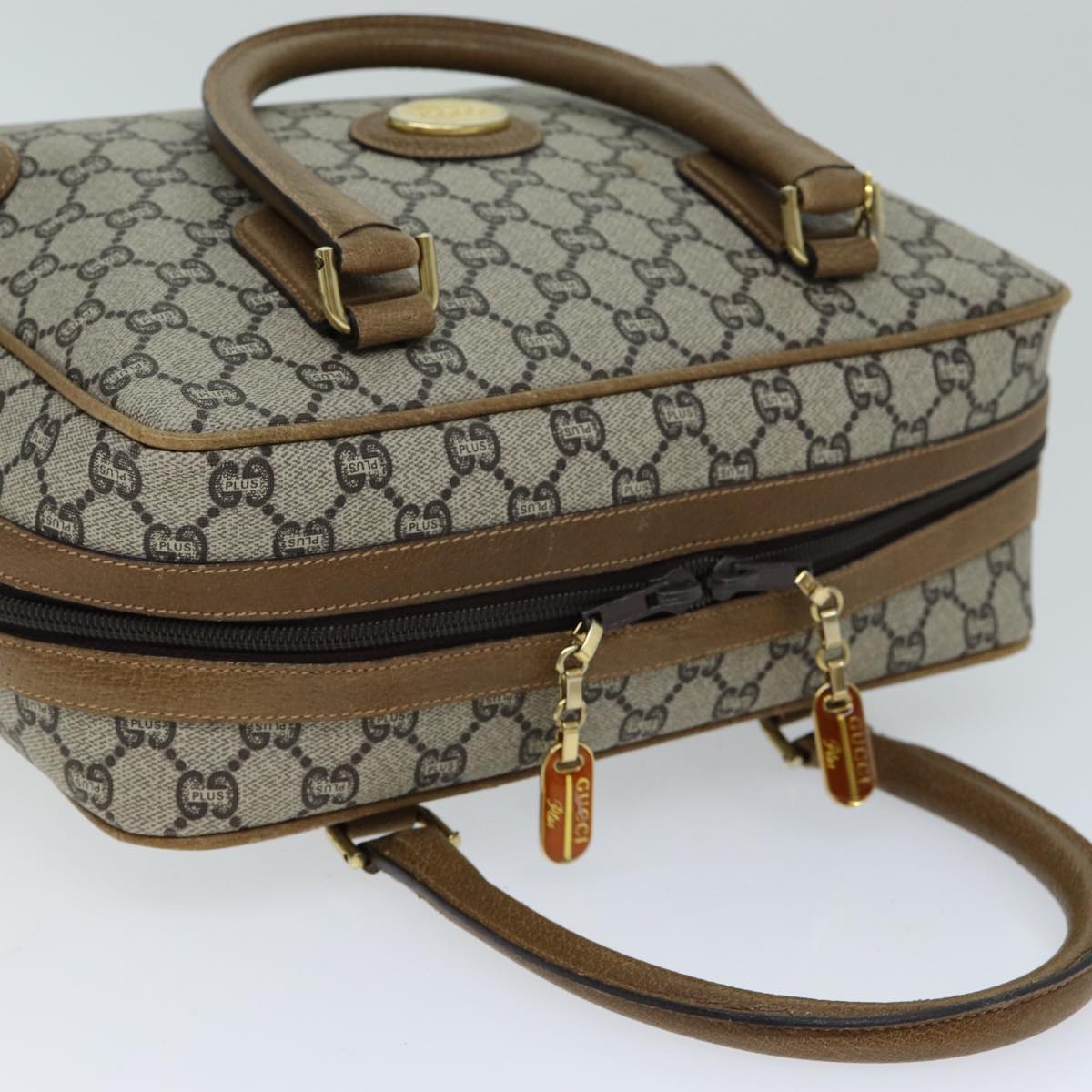 GUCCI GG Plus Supreme Hand Bag PVC Leather Beige ep4401
