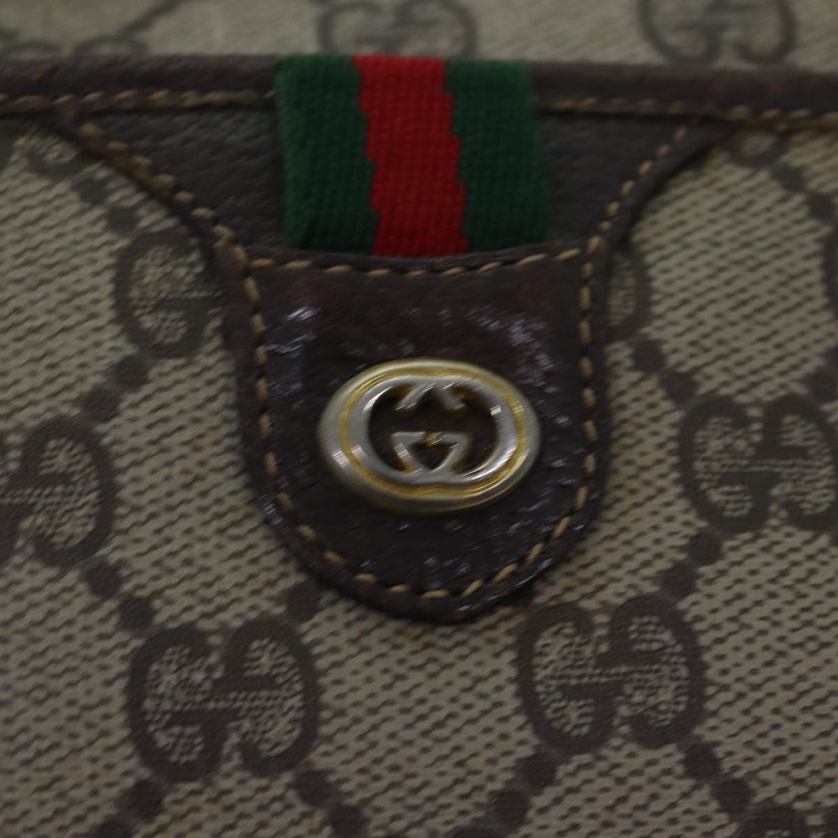 GUCCI GG Supreme Web Sherry Line Shoulder Bag PVC Beige 116 02 089 ep4437