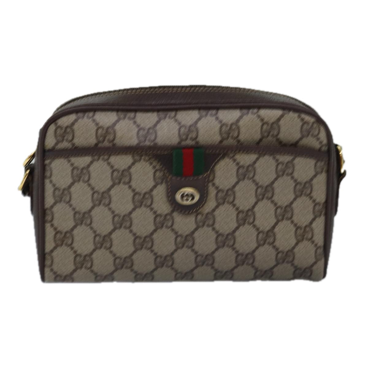 GUCCI GG Supreme Web Sherry Line Shoulder Bag PVC Beige 116 02 089 ep4437