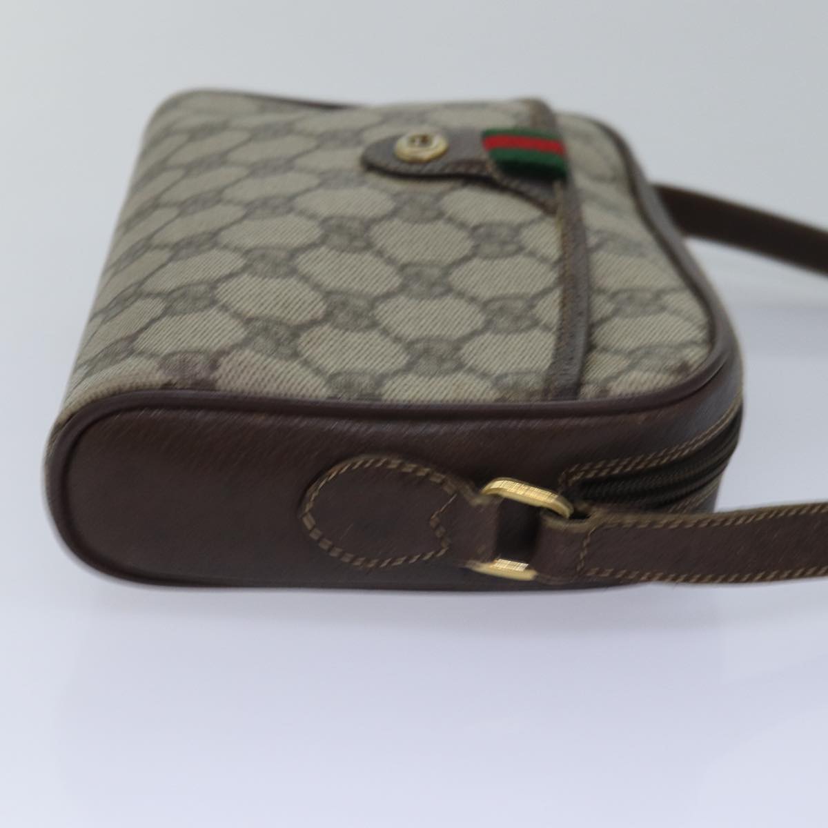 GUCCI GG Supreme Web Sherry Line Shoulder Bag PVC Beige 116 02 089 ep4437