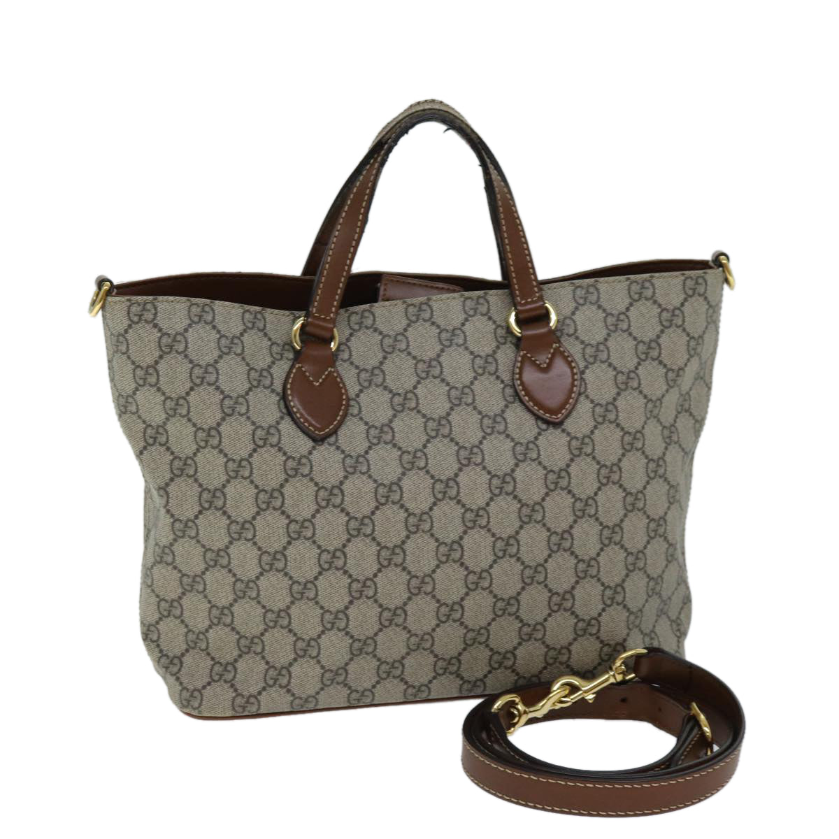 GUCCI GG Supreme Hand Bag PVC 2way Beige 473887 ep4453