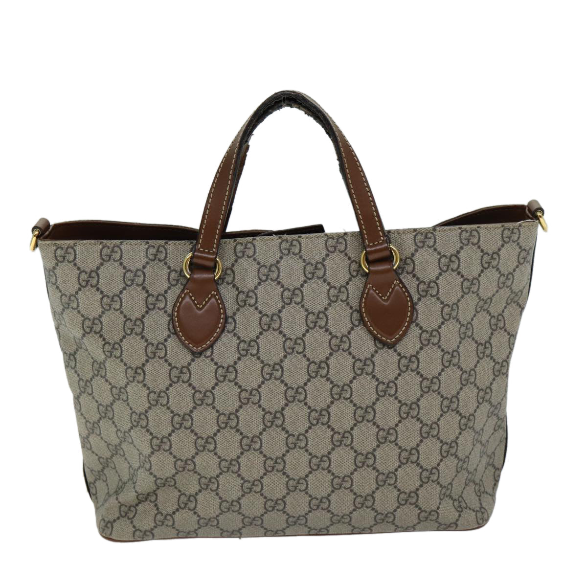 GUCCI GG Supreme Hand Bag PVC 2way Beige 473887 ep4453