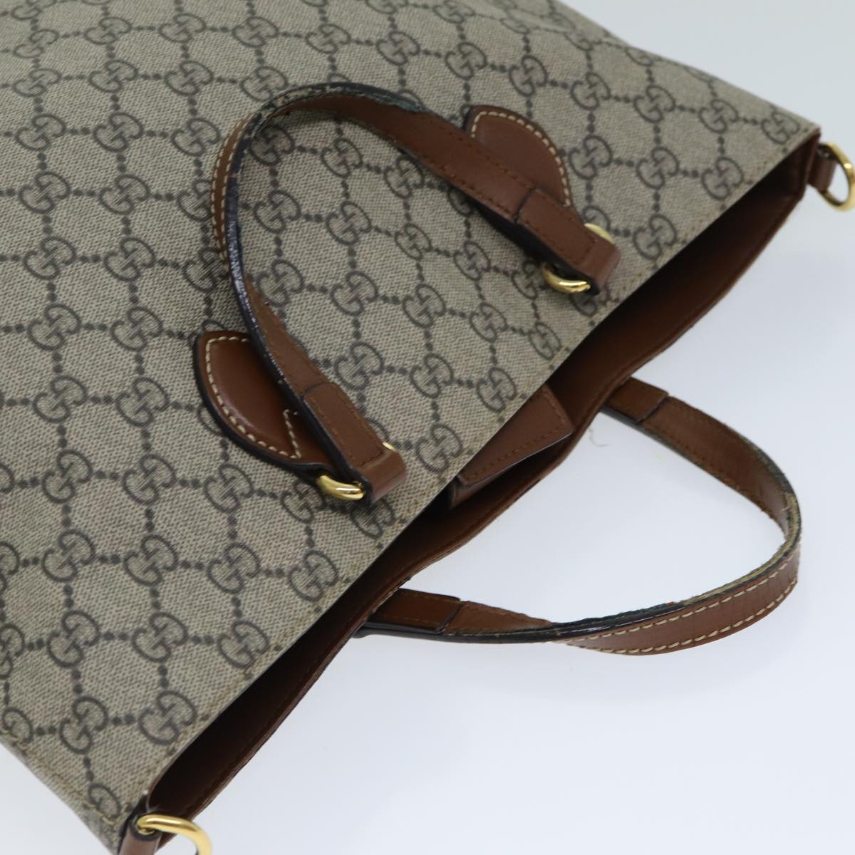 GUCCI GG Supreme Hand Bag PVC 2way Beige 473887 ep4453