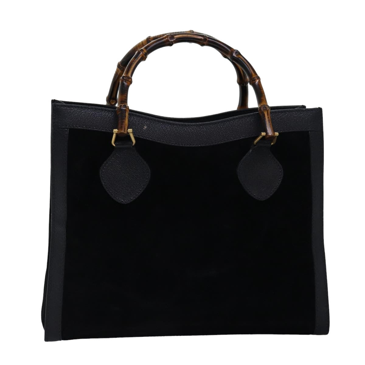GUCCI Bamboo Tote Bag Suede Leather Black ep4462