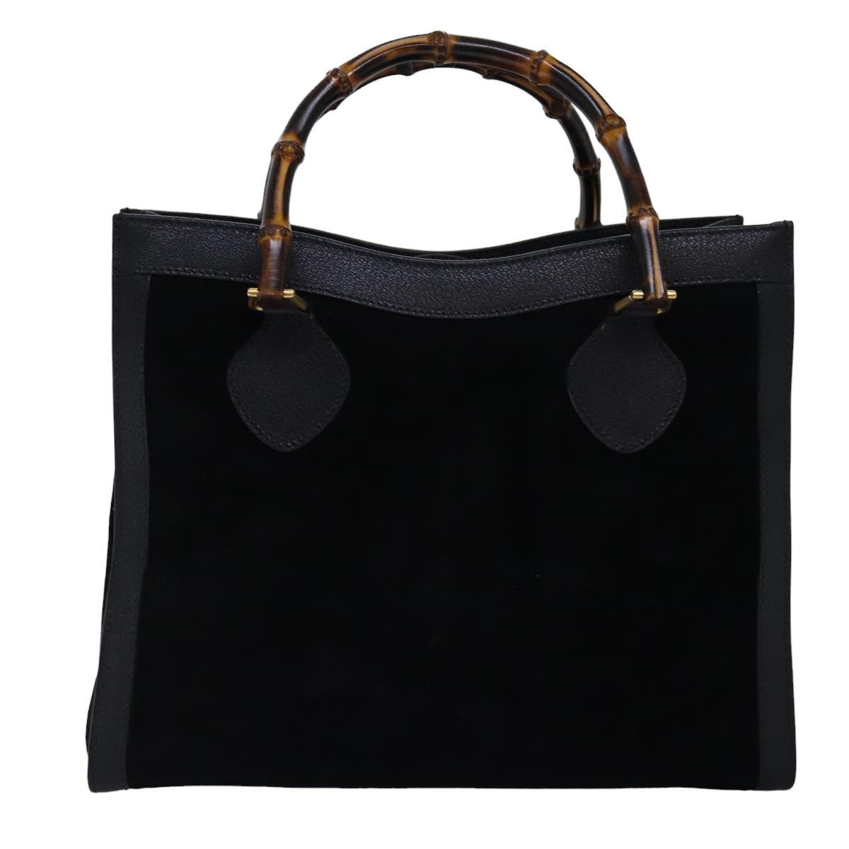 GUCCI Bamboo Tote Bag Suede Leather Black ep4462
