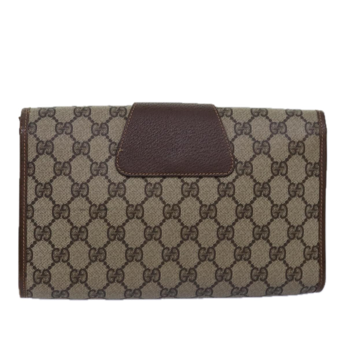 GUCCI GG Supreme Web Sherry Line Clutch Bag PVC Beige Red 156 01 030 ep4466
