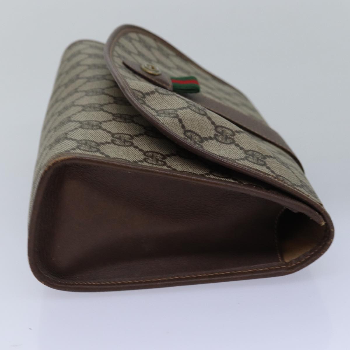 GUCCI GG Supreme Web Sherry Line Clutch Bag PVC Beige Red 156 01 030 ep4466