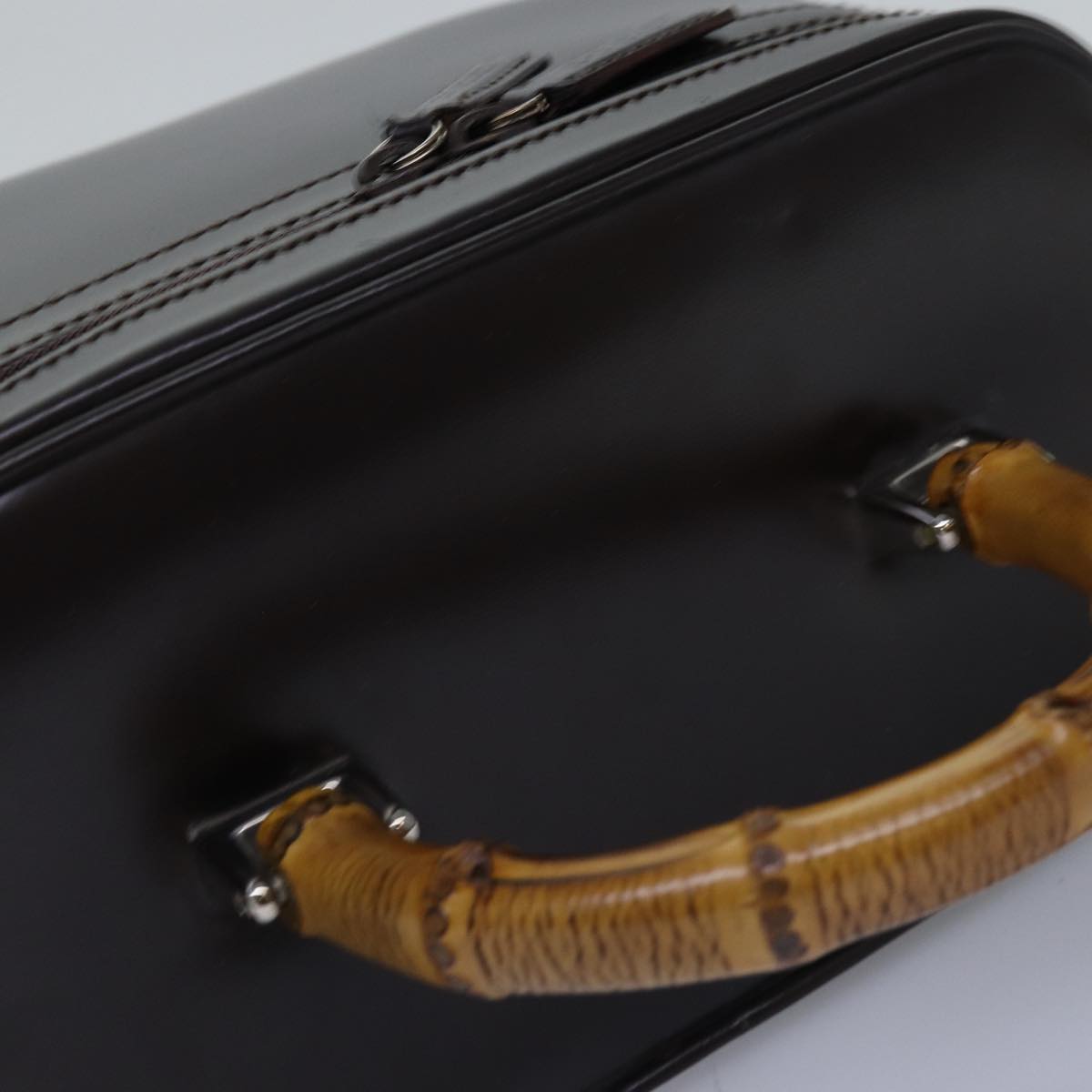 GUCCI Bamboo Vanity Cosmetic Pouch Patent Brown 013 2122 2490 ep4474