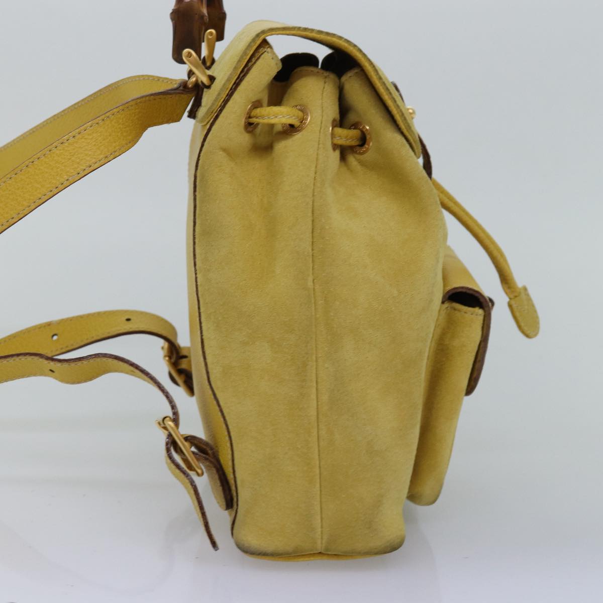 GUCCI Bamboo Hand Bag Suede Yellow 003 1705 0030 ep4483