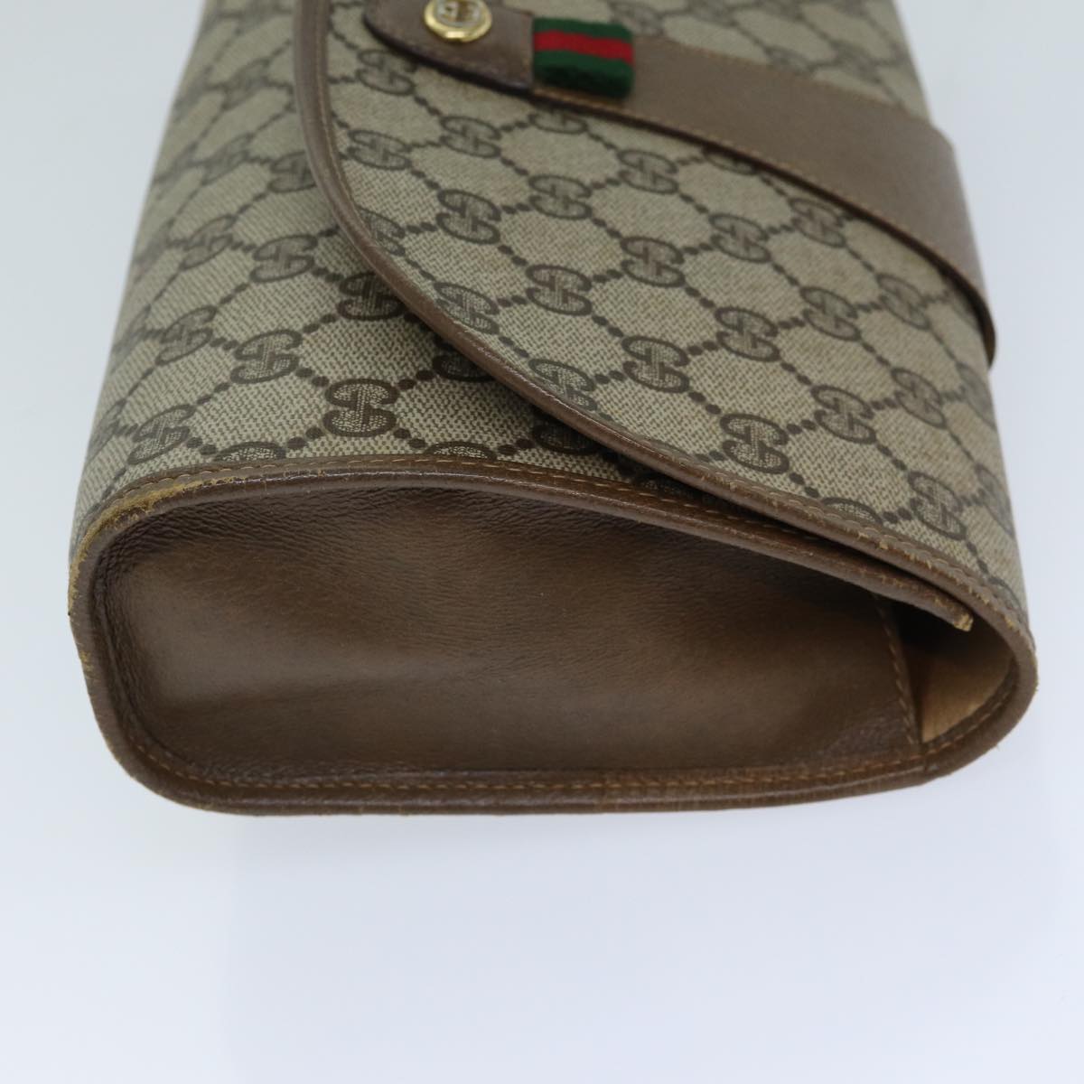 GUCCI GG Supreme Web Sherry Line Clutch Bag PVC Beige Red 89 01 030 ep4492