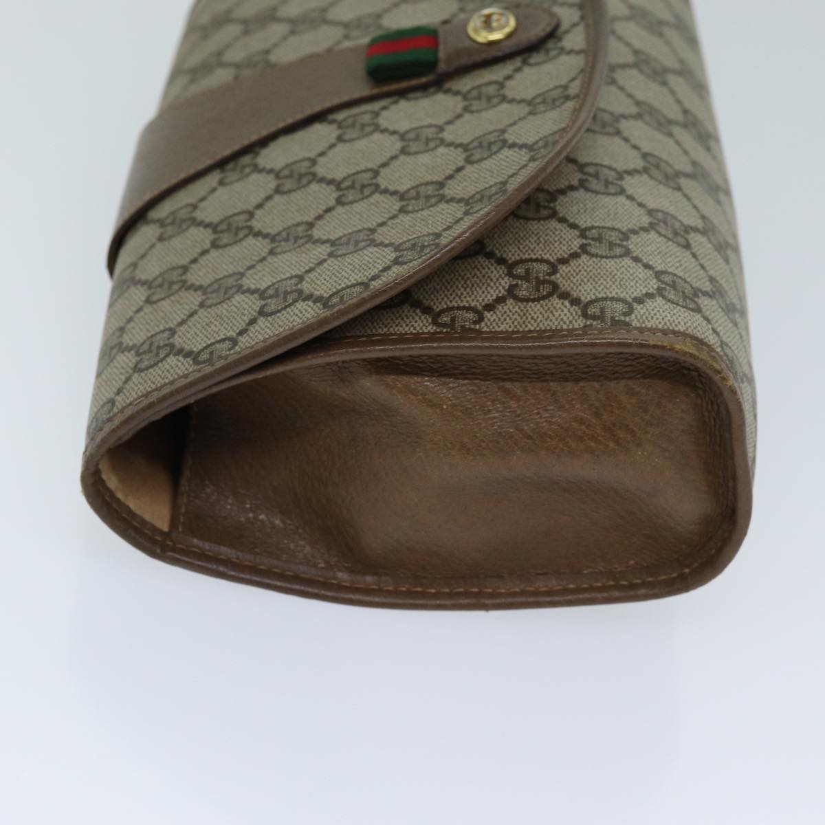 GUCCI GG Supreme Web Sherry Line Clutch Bag PVC Beige Red 89 01 030 ep4492