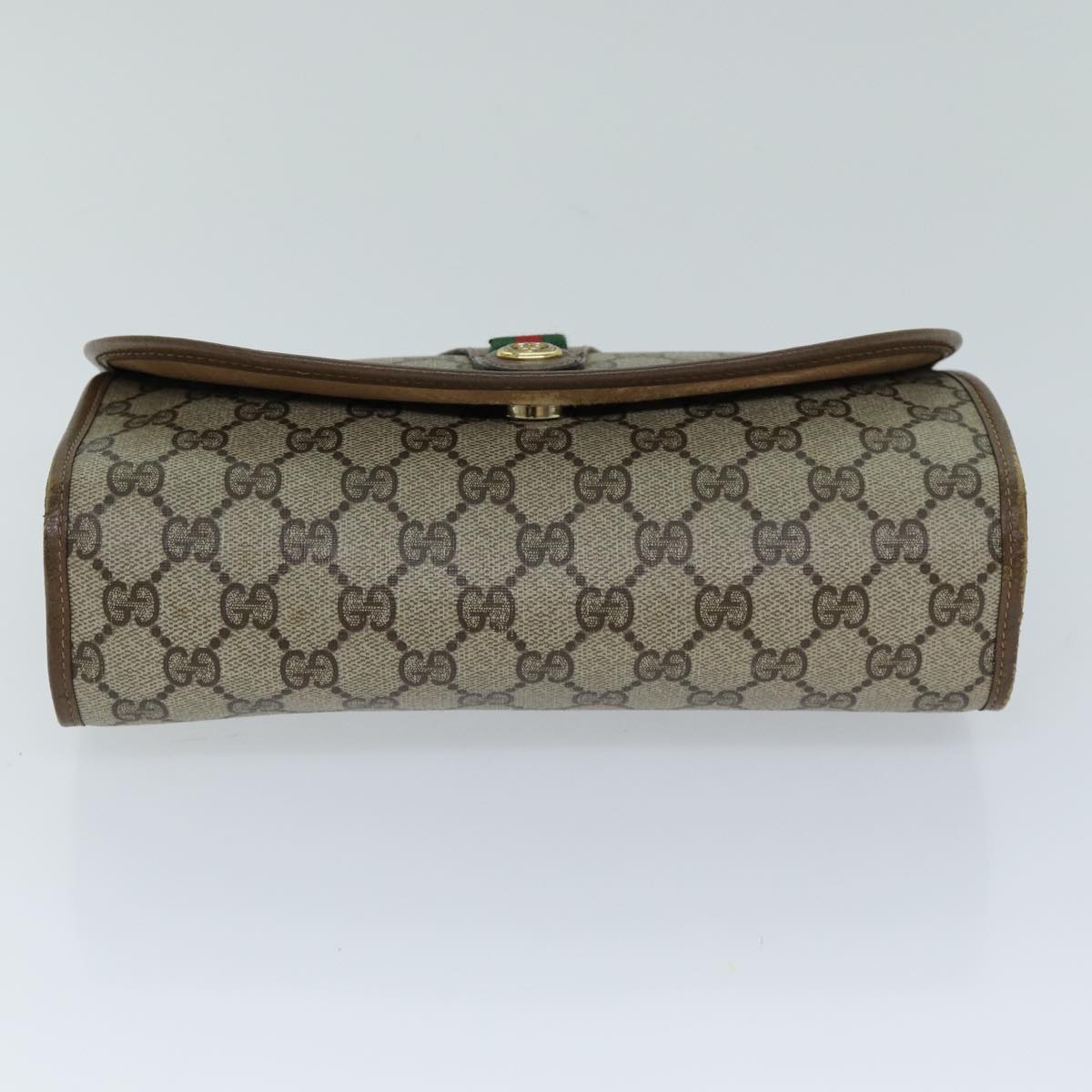 GUCCI GG Supreme Web Sherry Line Clutch Bag PVC Beige Red 89 01 030 ep4492