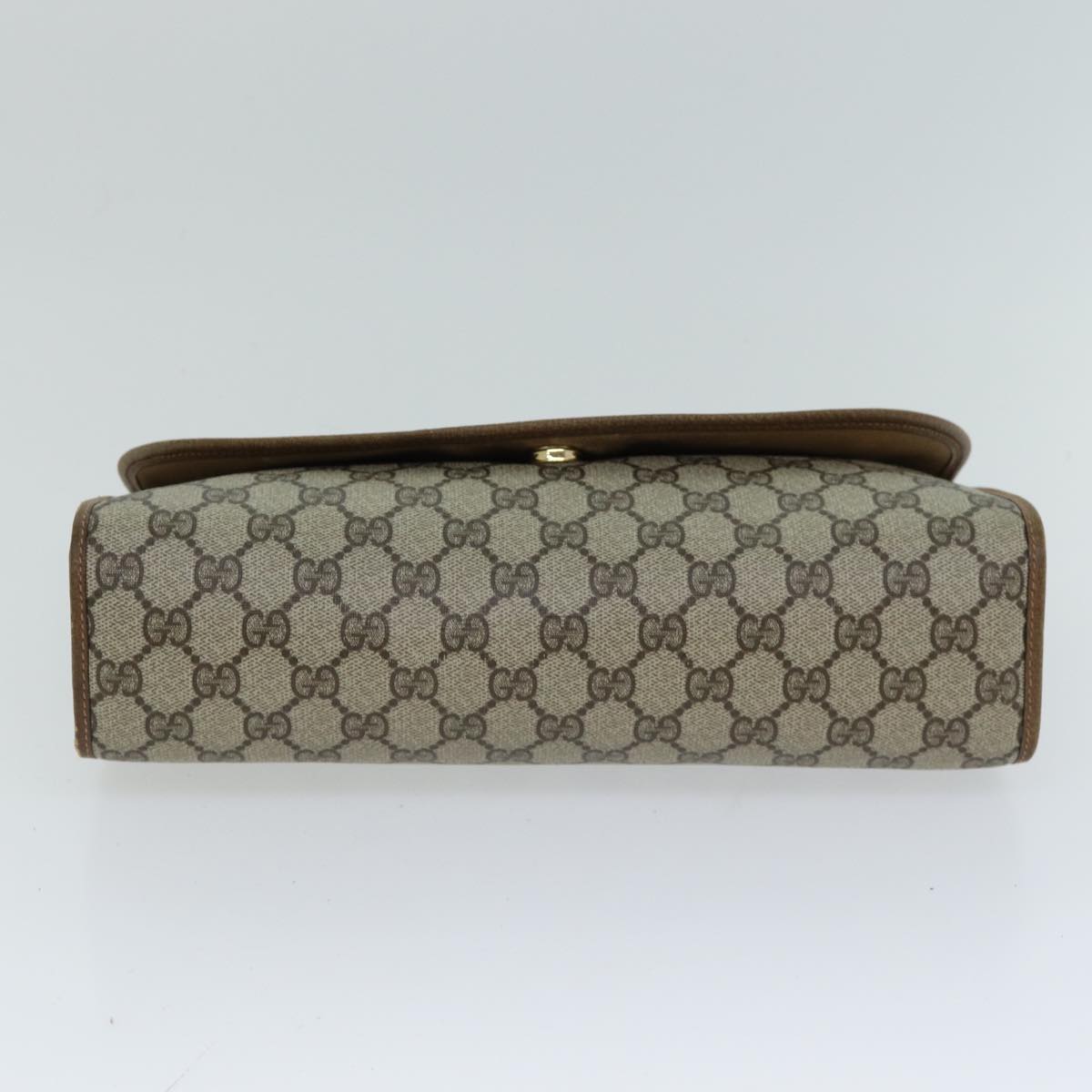 GUCCI GG Supreme Web Sherry Line Clutch Bag PVC Leather Beige ep4493