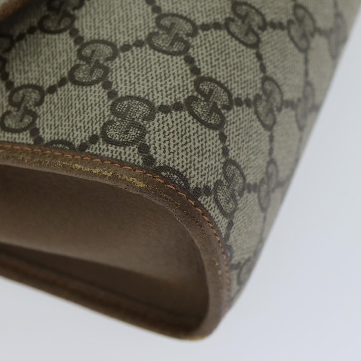 GUCCI GG Supreme Web Sherry Line Clutch Bag PVC Leather Beige ep4493