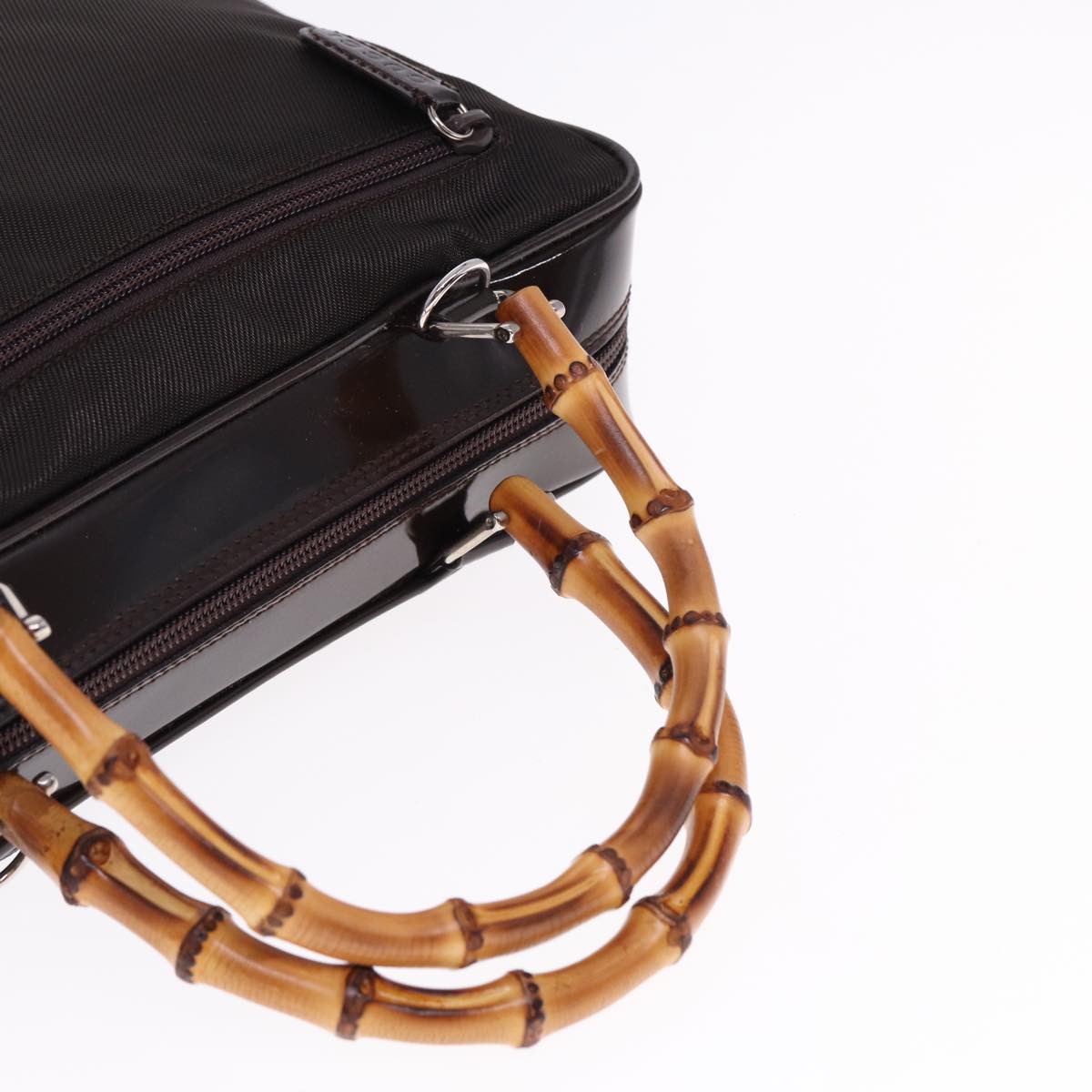 GUCCI Bamboo Hand Bag Canvas Black ep4495