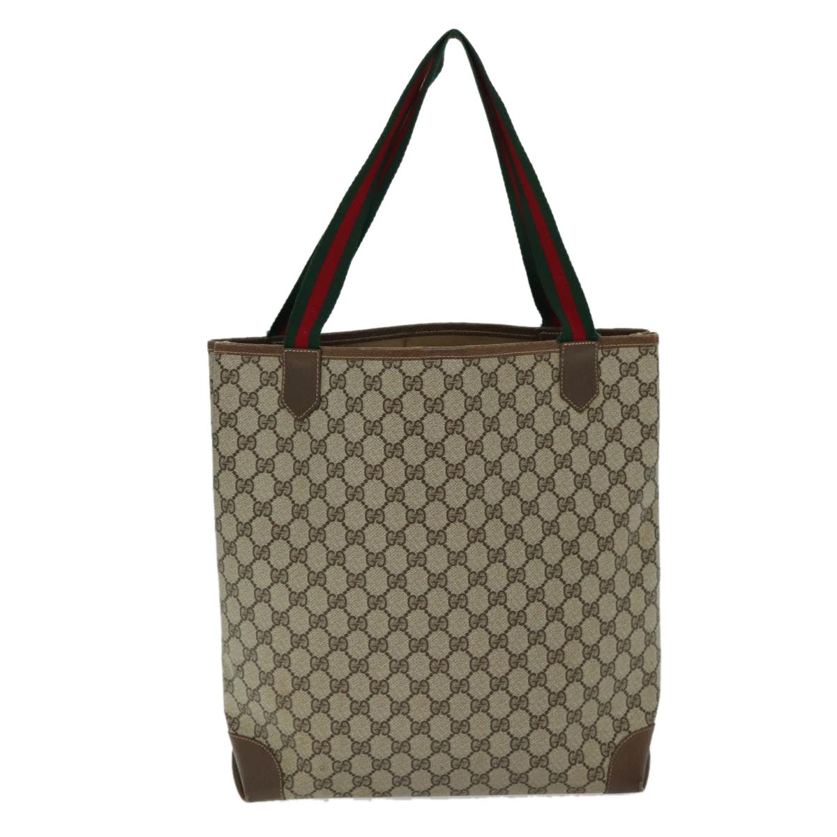 GUCCI GG Supreme Web Sherry Line Tote Bag PVC Beige Red 002 904 0222 ep4497
