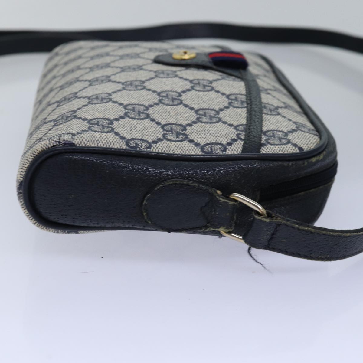 GUCCI GG Supreme Sherry Line Shoulder Bag PVC Navy Red 116 02 089 ep4504