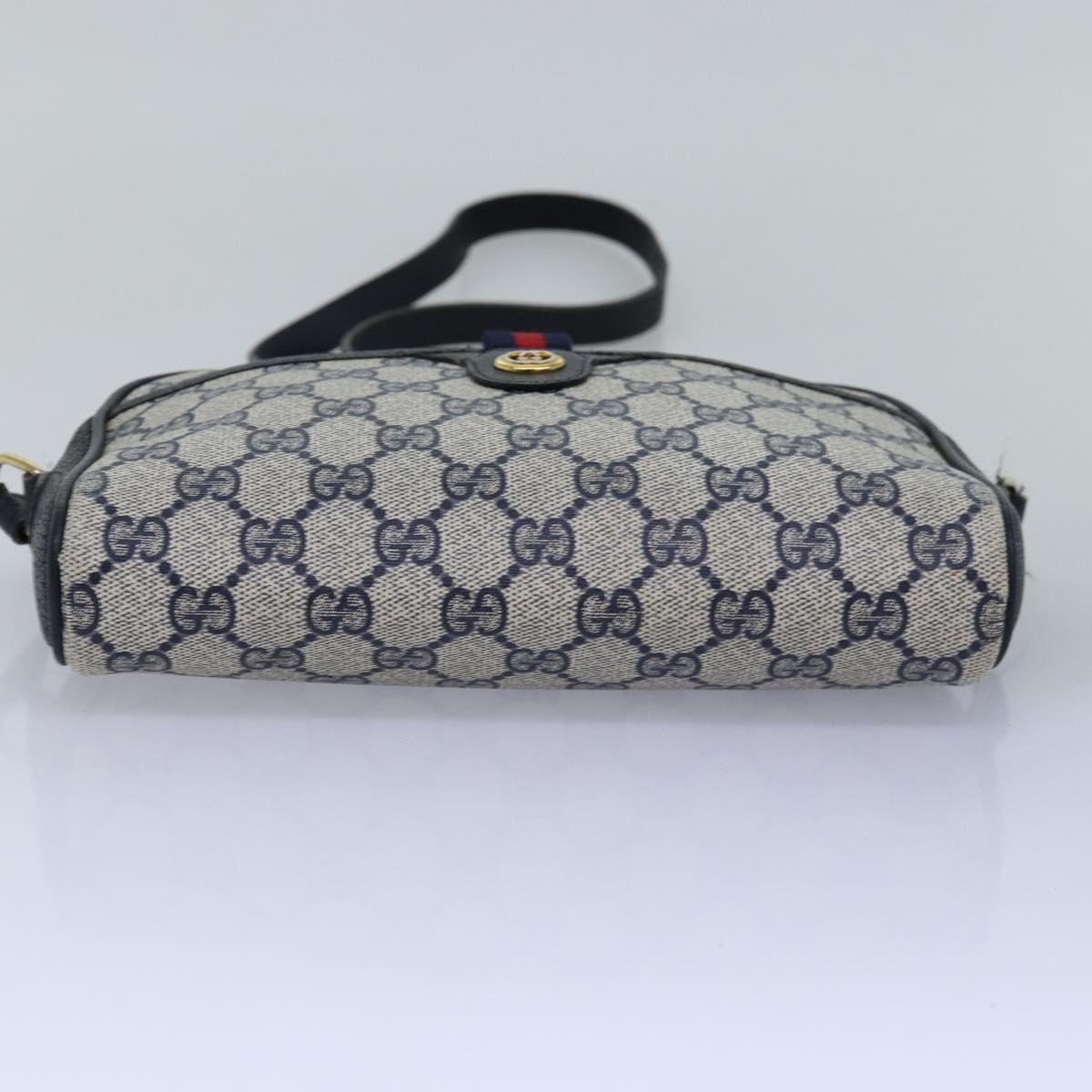 GUCCI GG Supreme Sherry Line Shoulder Bag PVC Navy Red 116 02 089 ep4504