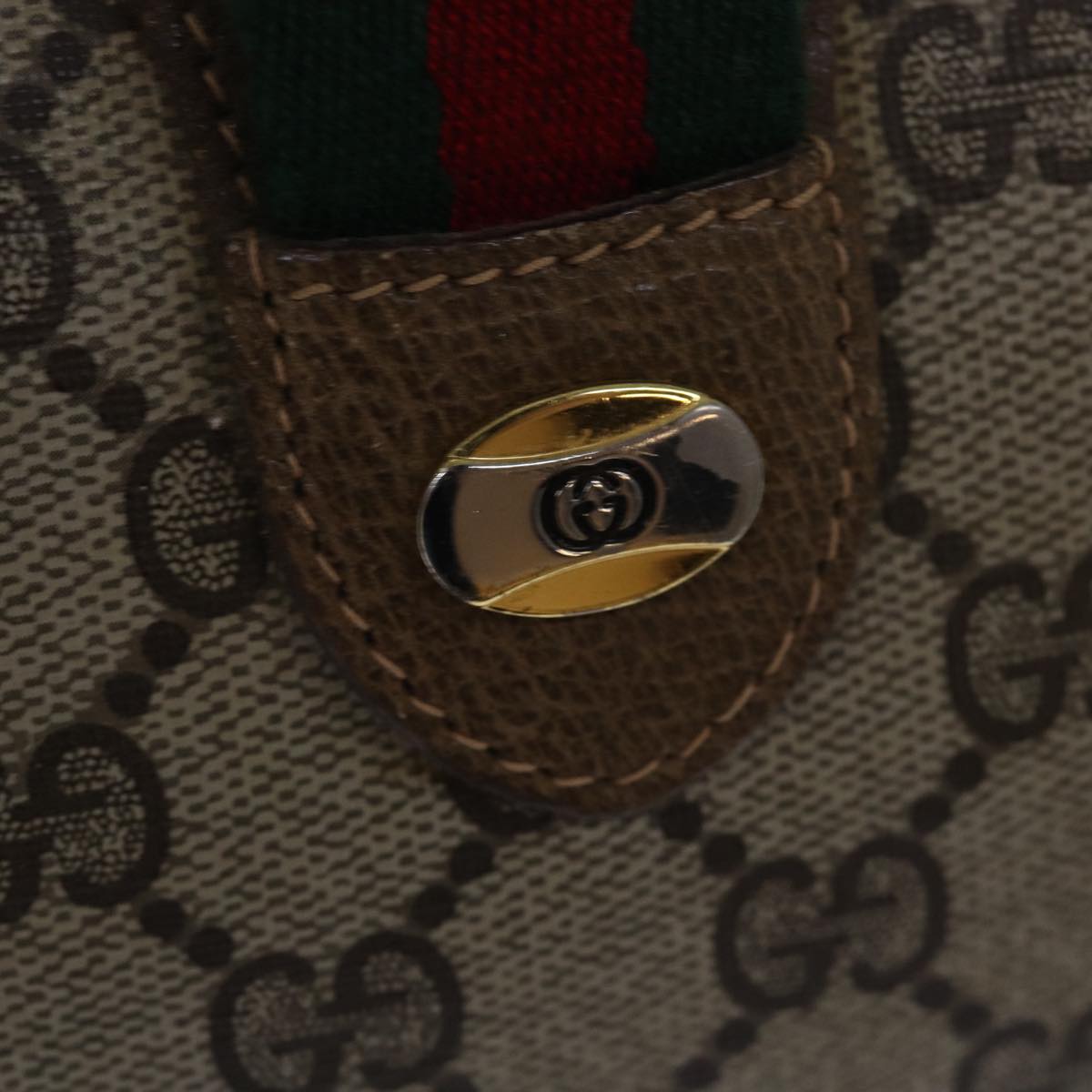 GUCCI GG Supreme Web Sherry Line Boston Bag PVC Beige Red 58 02 007 ep4540
