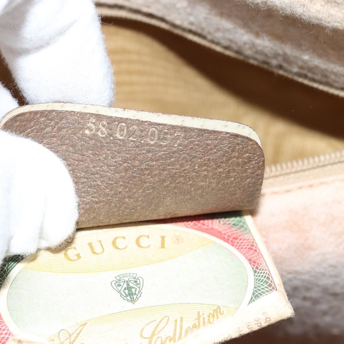 GUCCI GG Supreme Web Sherry Line Boston Bag PVC Beige Red 58 02 007 ep4540