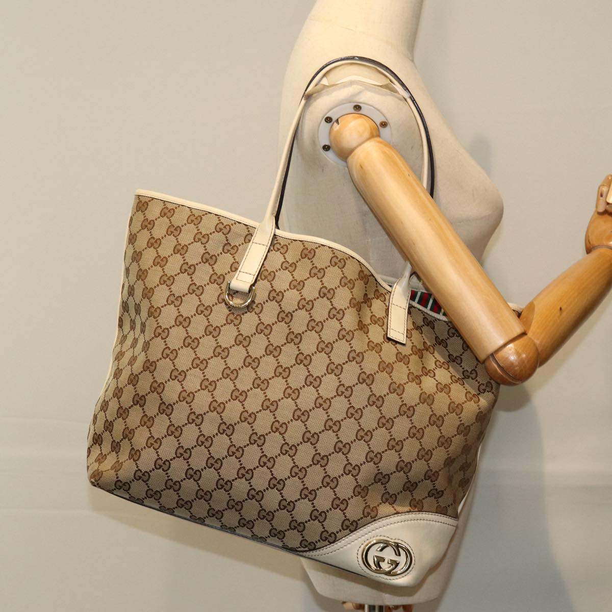 GUCCI GG Canvas Tote Bag Beige 169945 ep4555