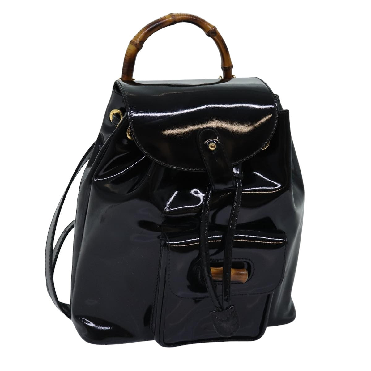 GUCCI Bamboo Backpack Patent leather Black 003 2058 0030 ep4556