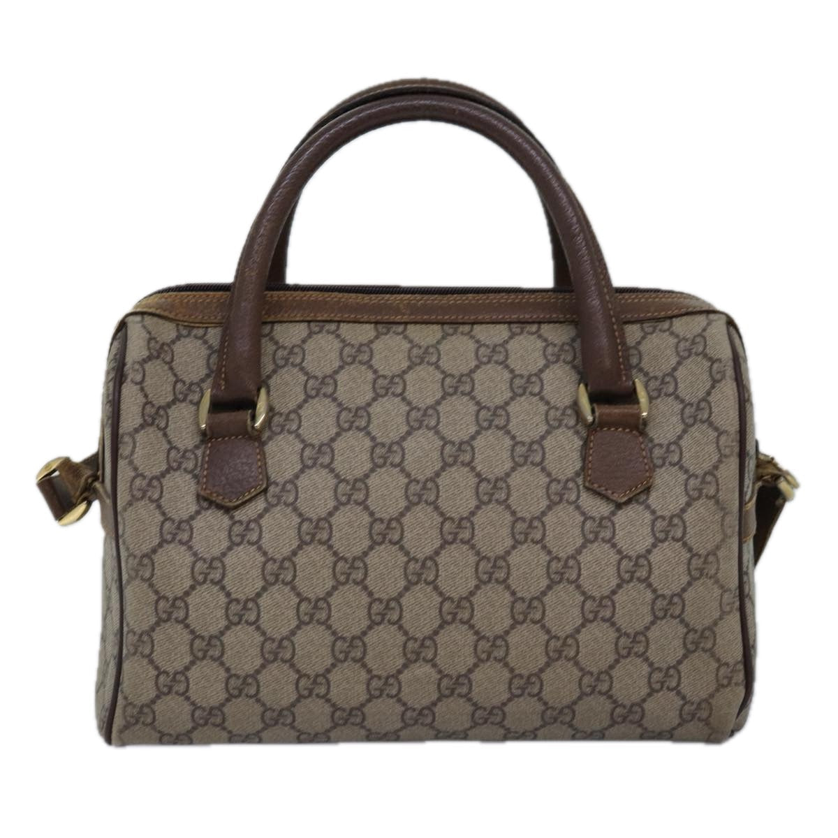 GUCCI GG Supreme Web Sherry Line Boston Bag PVC Beige 002 115 6697 ep4571