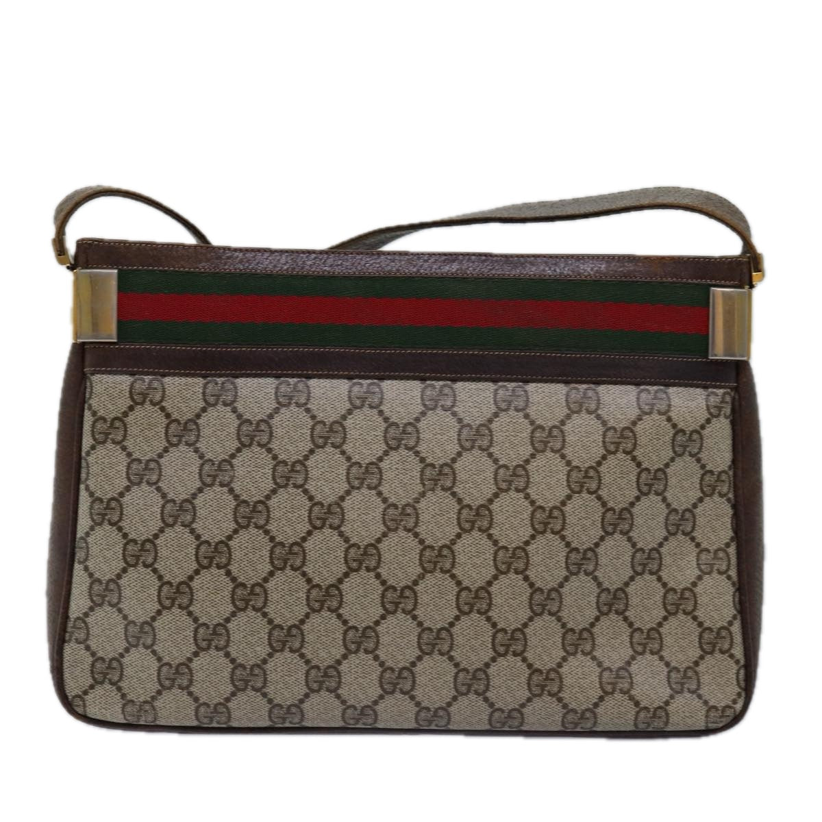 GUCCI GG Supreme Web Sherry Line Shoulder Bag PVC Beige Red Green ep4578