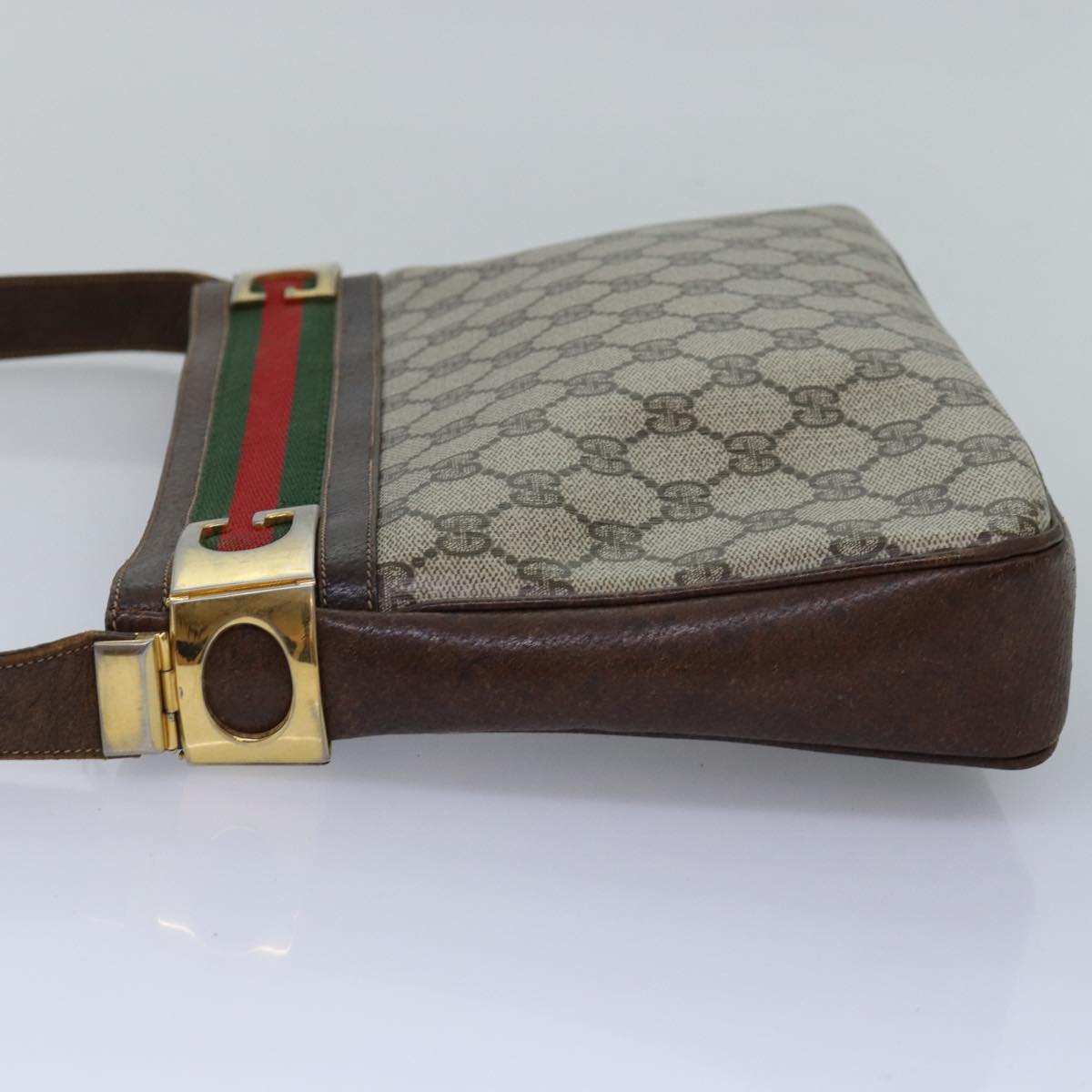 GUCCI GG Supreme Web Sherry Line Shoulder Bag PVC Beige Red Green ep4578