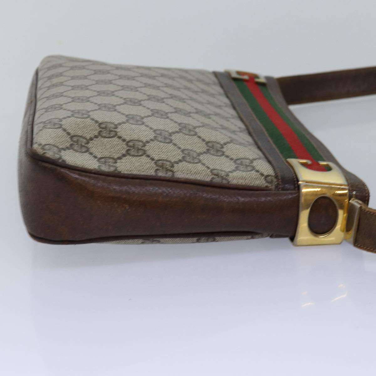 GUCCI GG Supreme Web Sherry Line Shoulder Bag PVC Beige Red Green ep4578