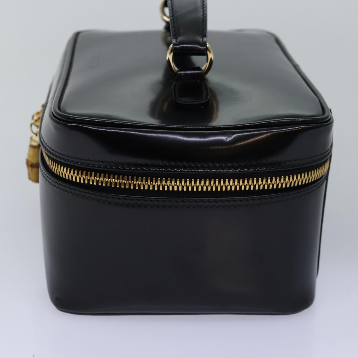 GUCCI Bamboo Vanity Cosmetic Pouch Patent Black 032 1956 0150 ep4599