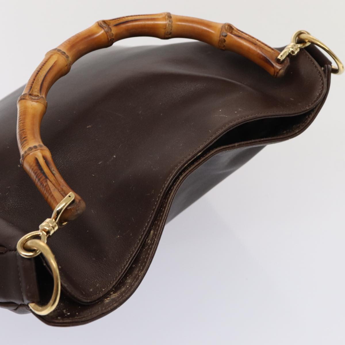 GUCCI Bamboo Shoulder Bag Leather 2way Brown 001 3444 1638 ep4603