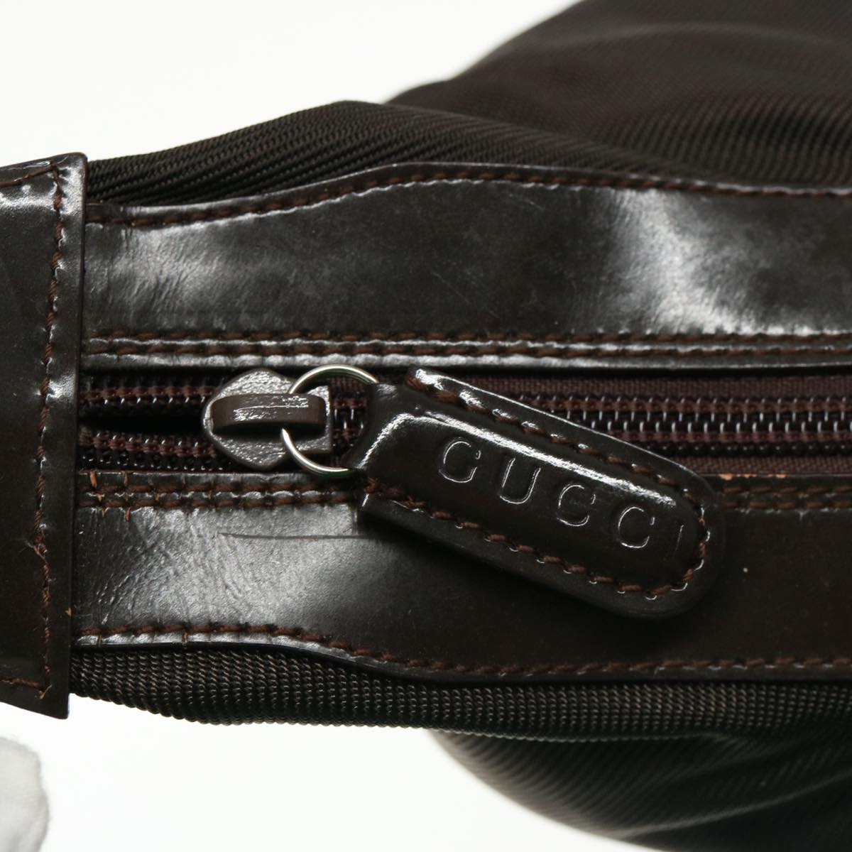 GUCCI Bamboo Shoulder Bag Nylon Brown 000 1956 0531 ep4606