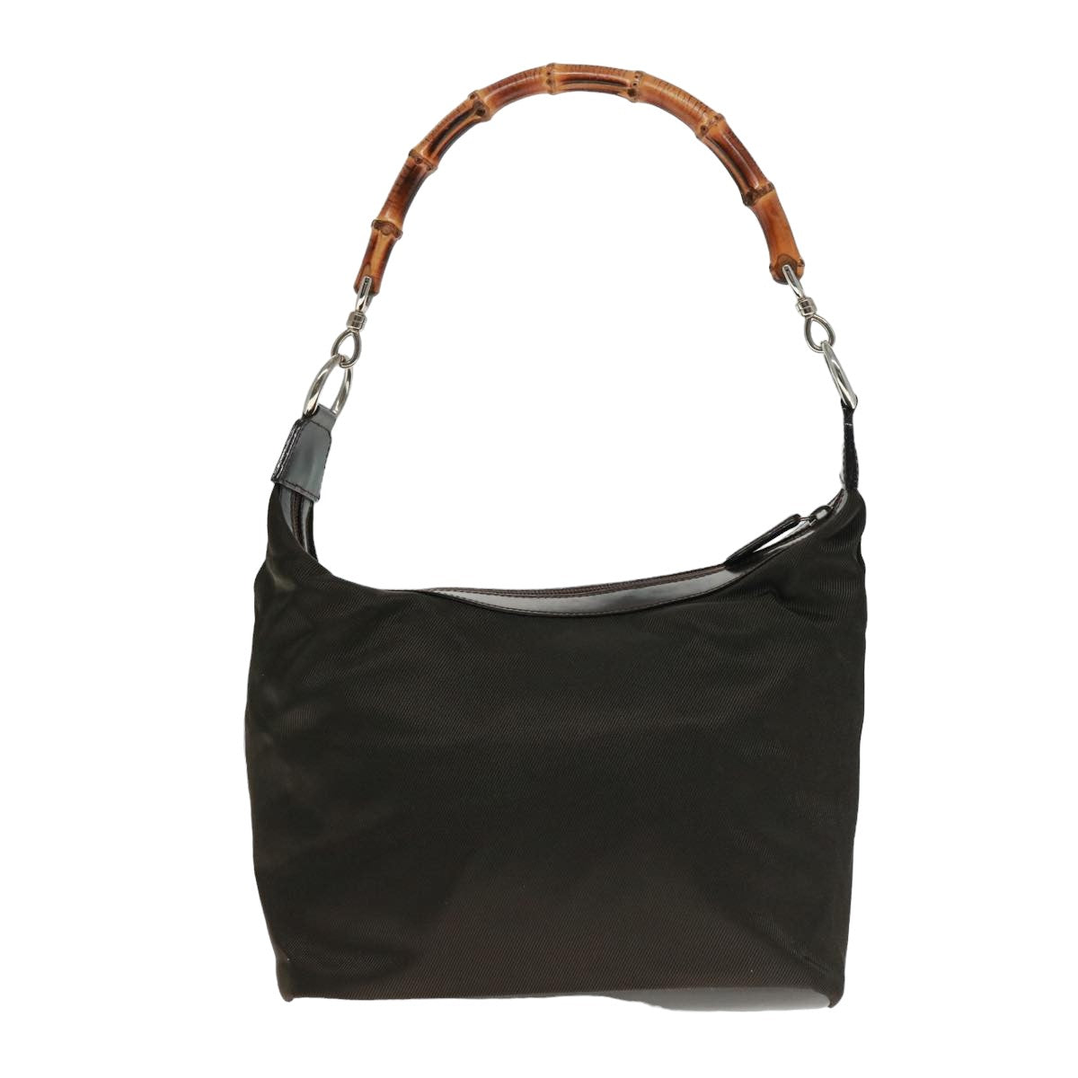 GUCCI Bamboo Shoulder Bag Nylon Brown 000 1956 0531 ep4606