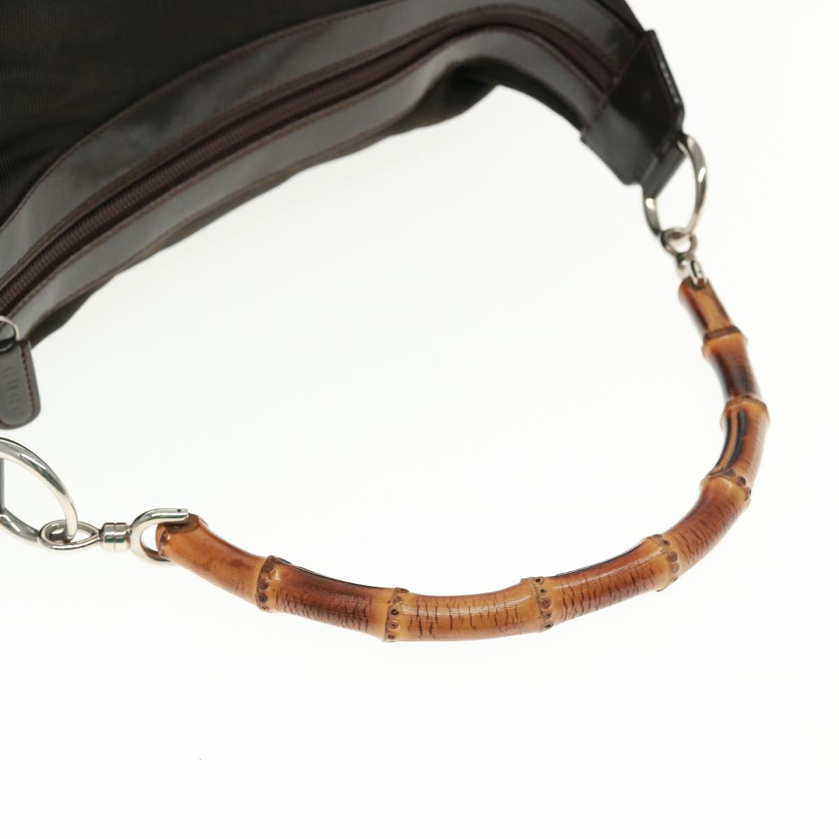 GUCCI Bamboo Shoulder Bag Nylon Brown 000 1956 0531 ep4606