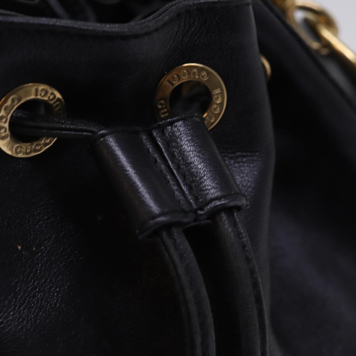 GUCCI Bamboo Hand Bag Leather 2way Black 001 2684 1657 ep4610