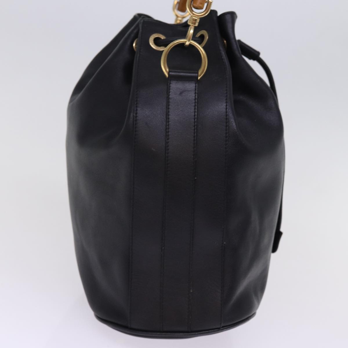 GUCCI Bamboo Hand Bag Leather 2way Black 001 2684 1657 ep4610