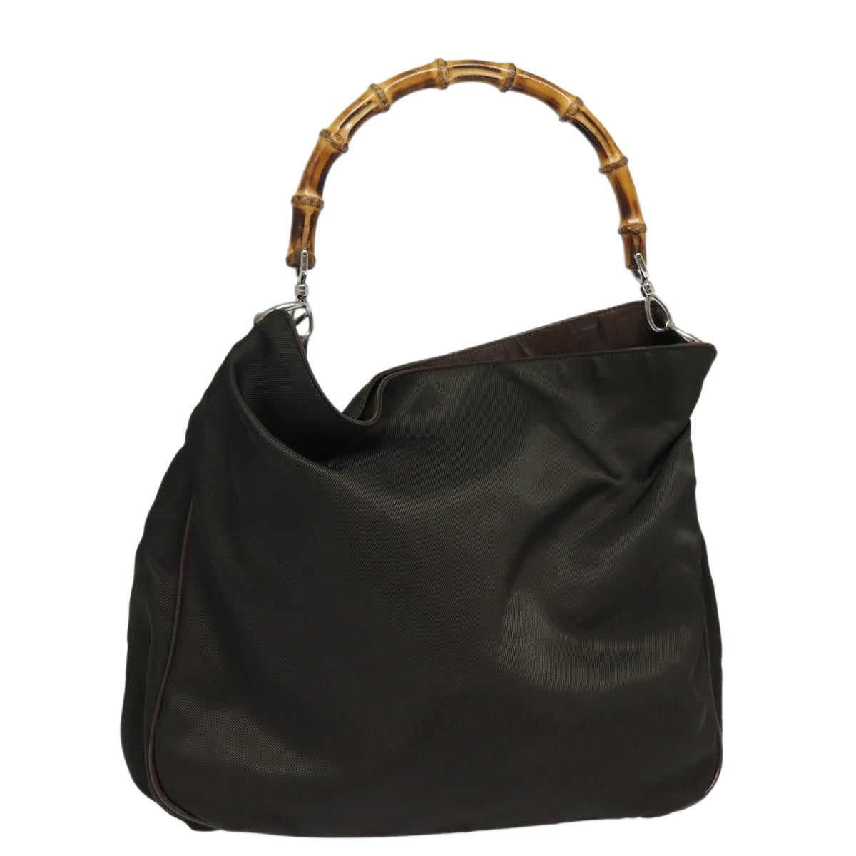GUCCI Bamboo Hand Bag Nylon Khaki 001 123 1577 ep4636