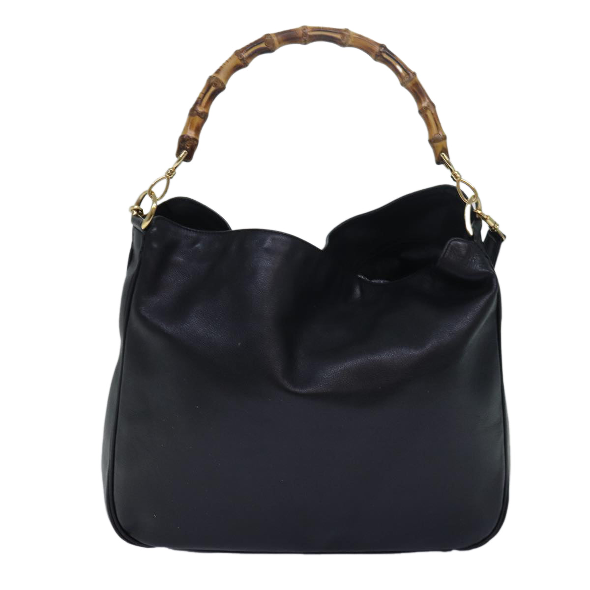 GUCCI Bamboo Hand Bag Leather 2way Black 001 1577 ep4654