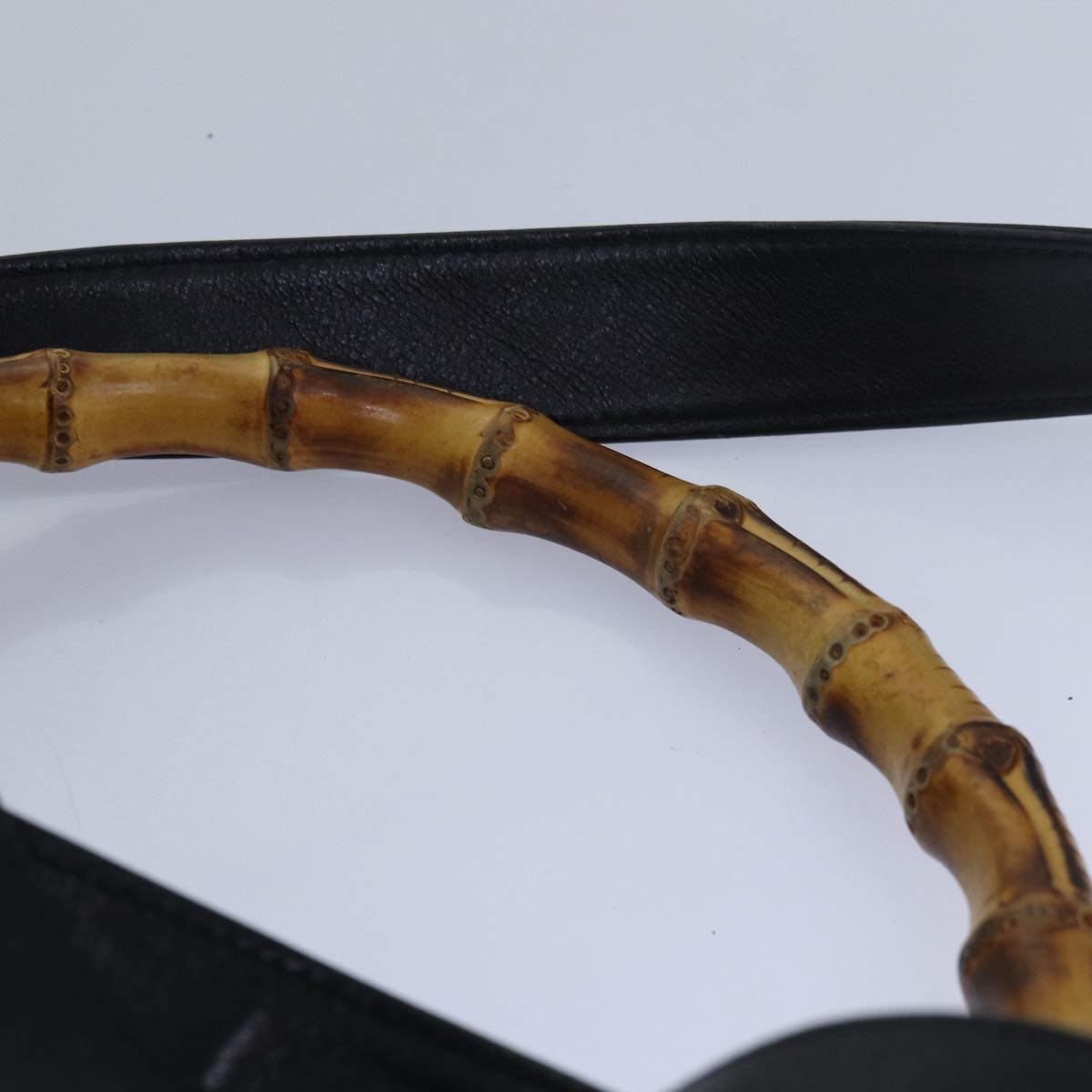 GUCCI Bamboo Hand Bag Leather 2way Black 001 1577 ep4654