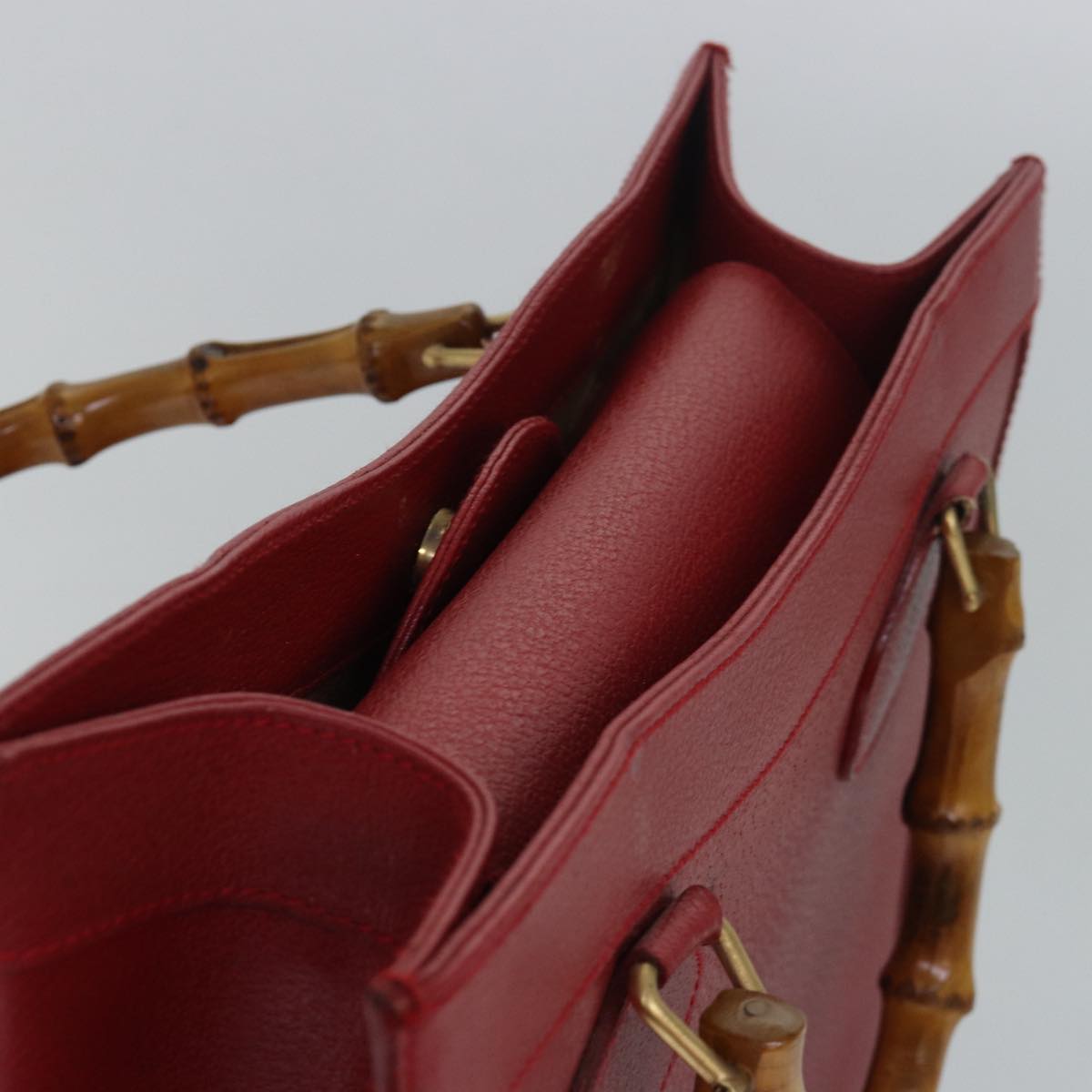 GUCCI Bamboo Hand Bag Leather Red 002 1186 0260 ep4665