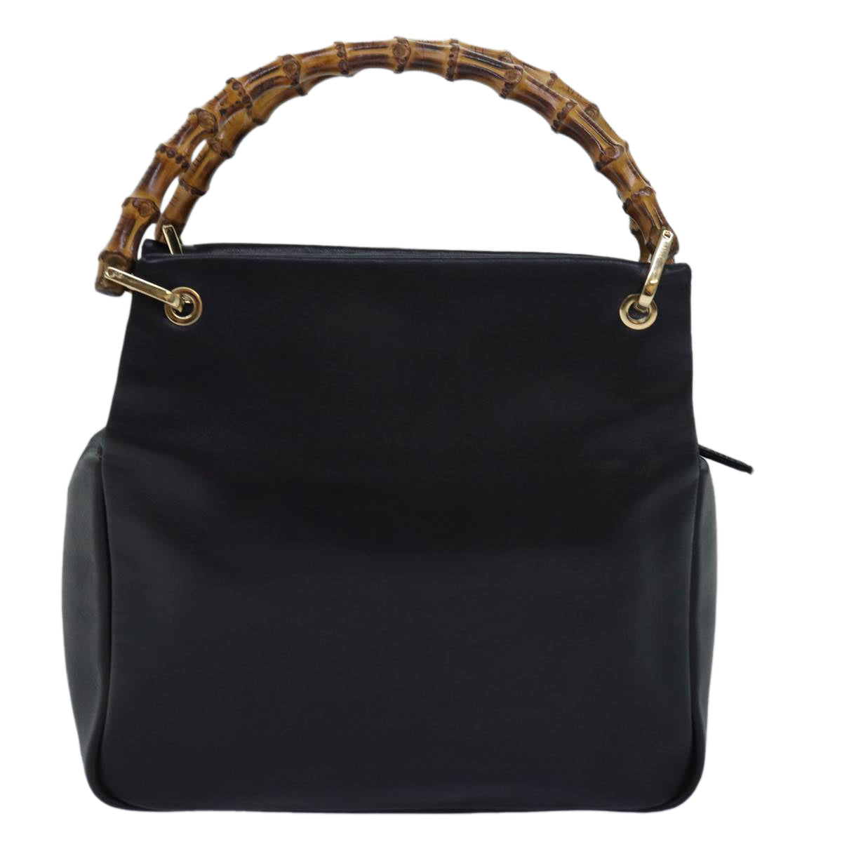 GUCCI Bamboo Hand Bag Leather Black 000 3444 0580 ep4677