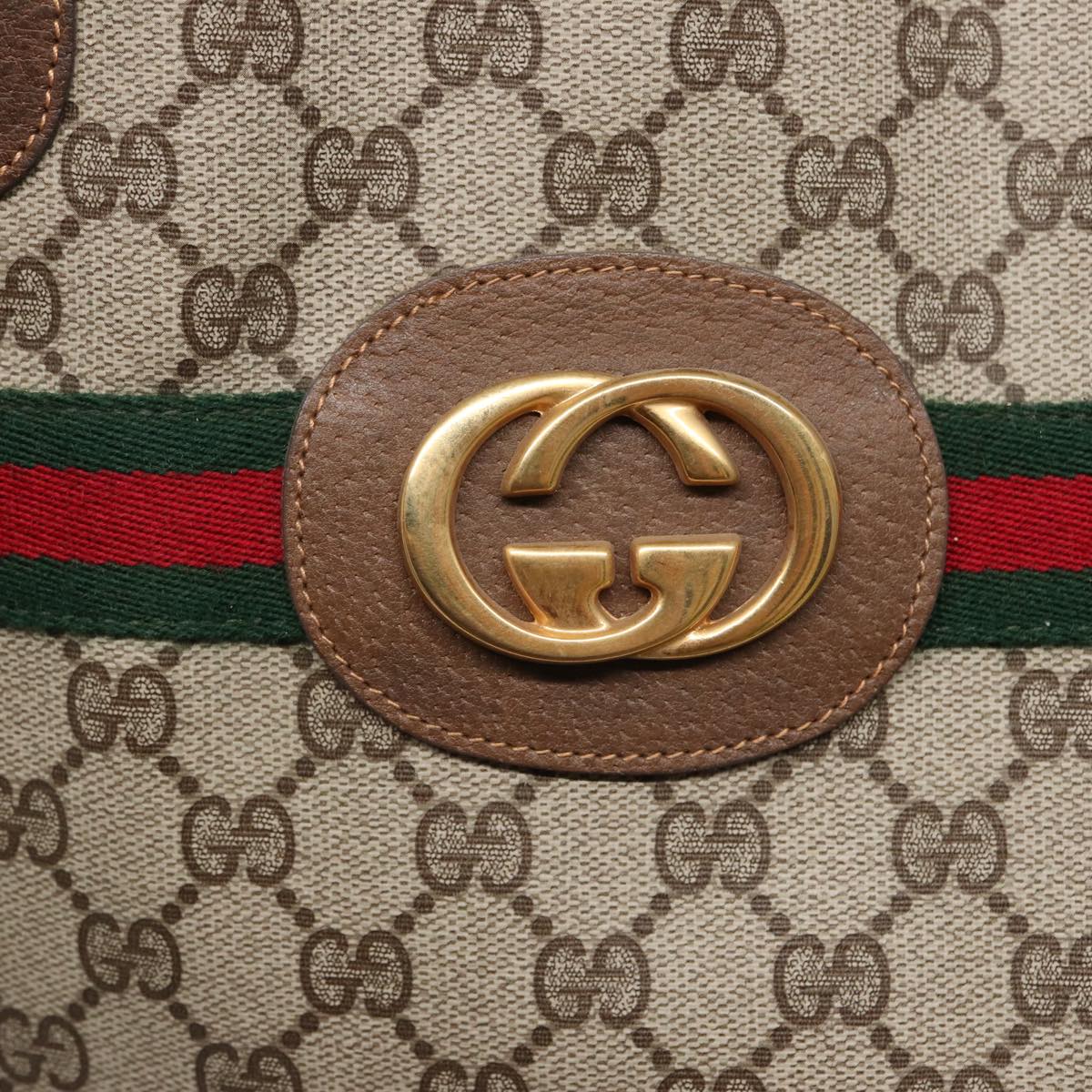 GUCCI GG Supreme Web Sherry Line Tote Bag PVC Beige Red Green ep4684
