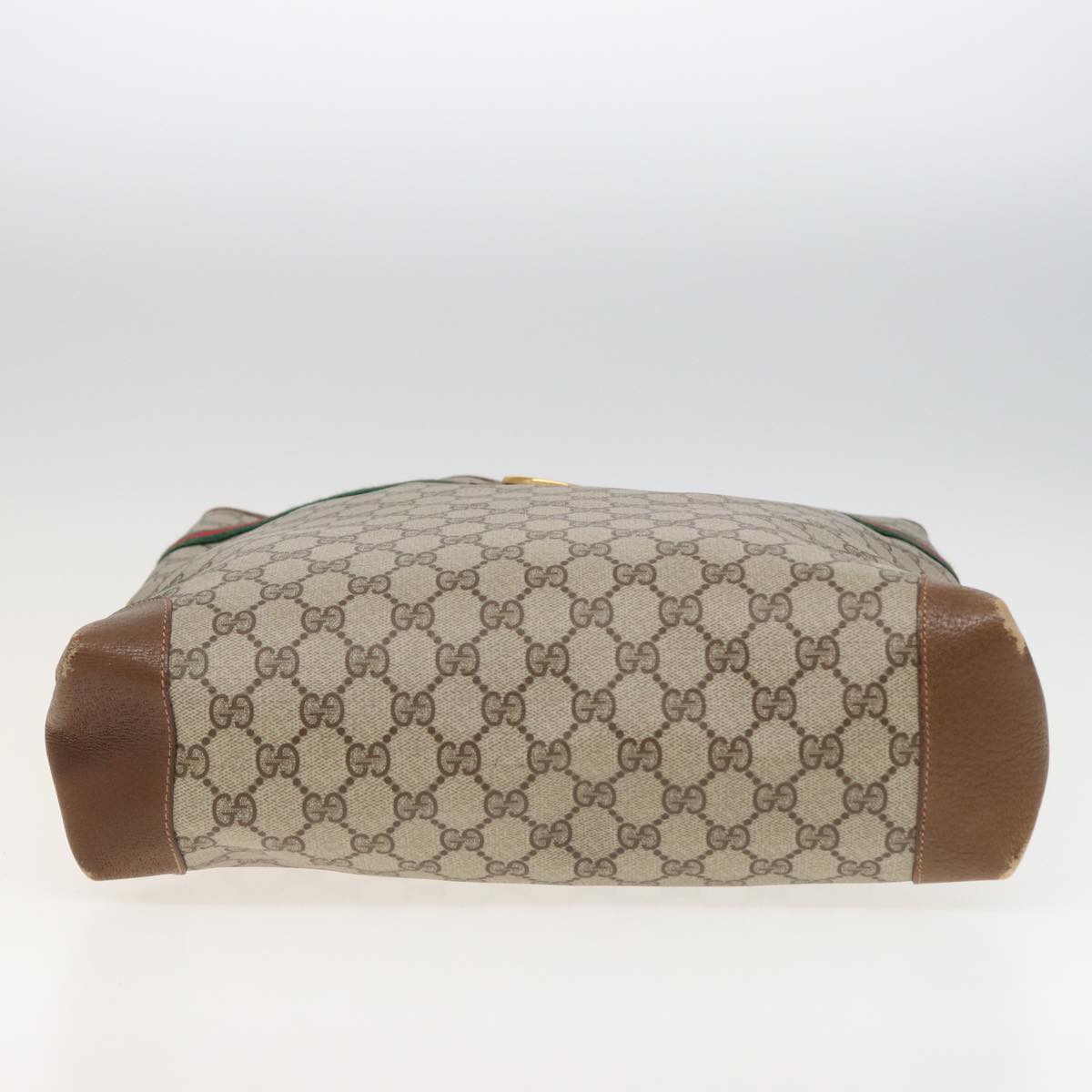 GUCCI GG Supreme Web Sherry Line Tote Bag PVC Beige Red Green ep4684